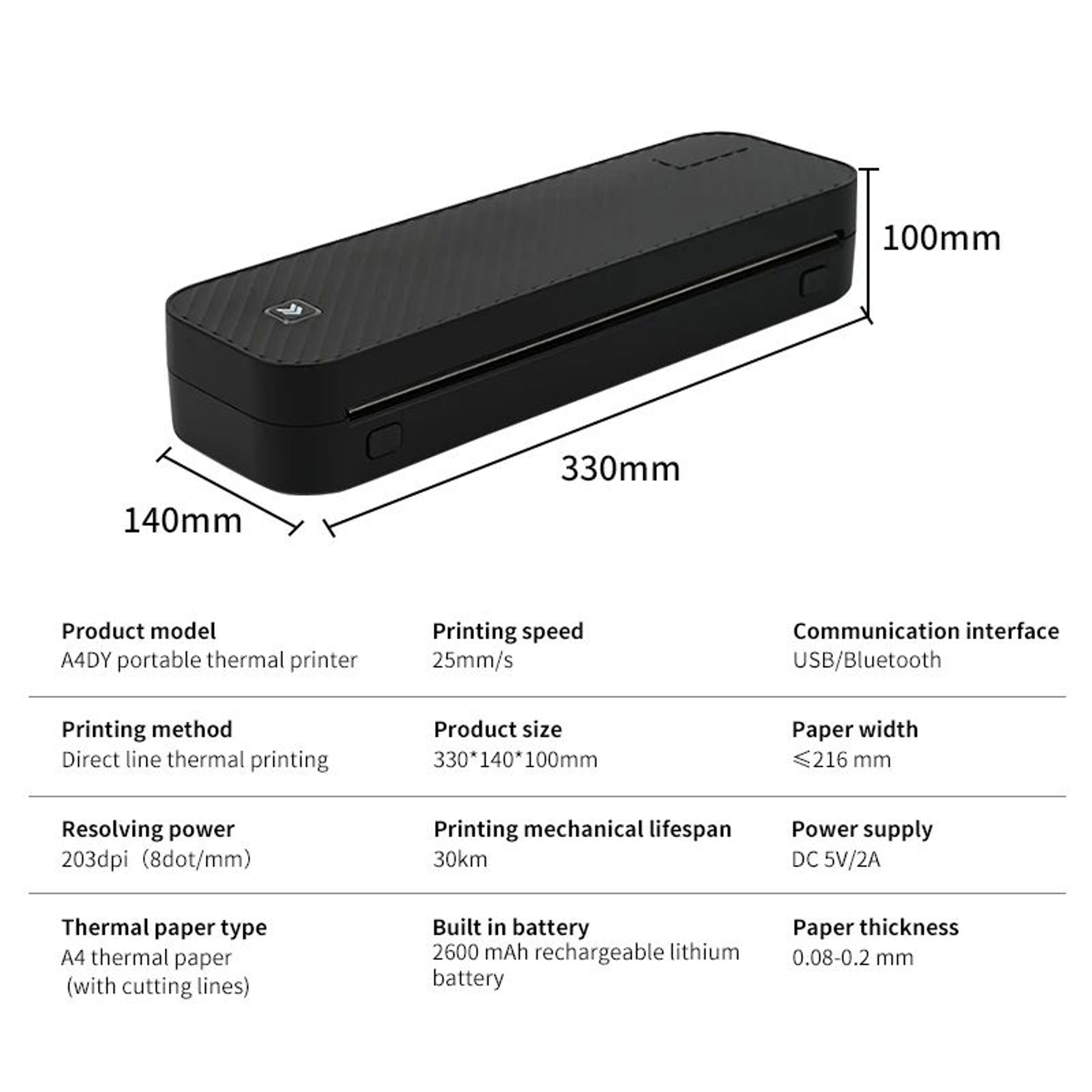 Portable A4 Bluetooth Thermal Printer For Wireless Inkless Document Printing 4