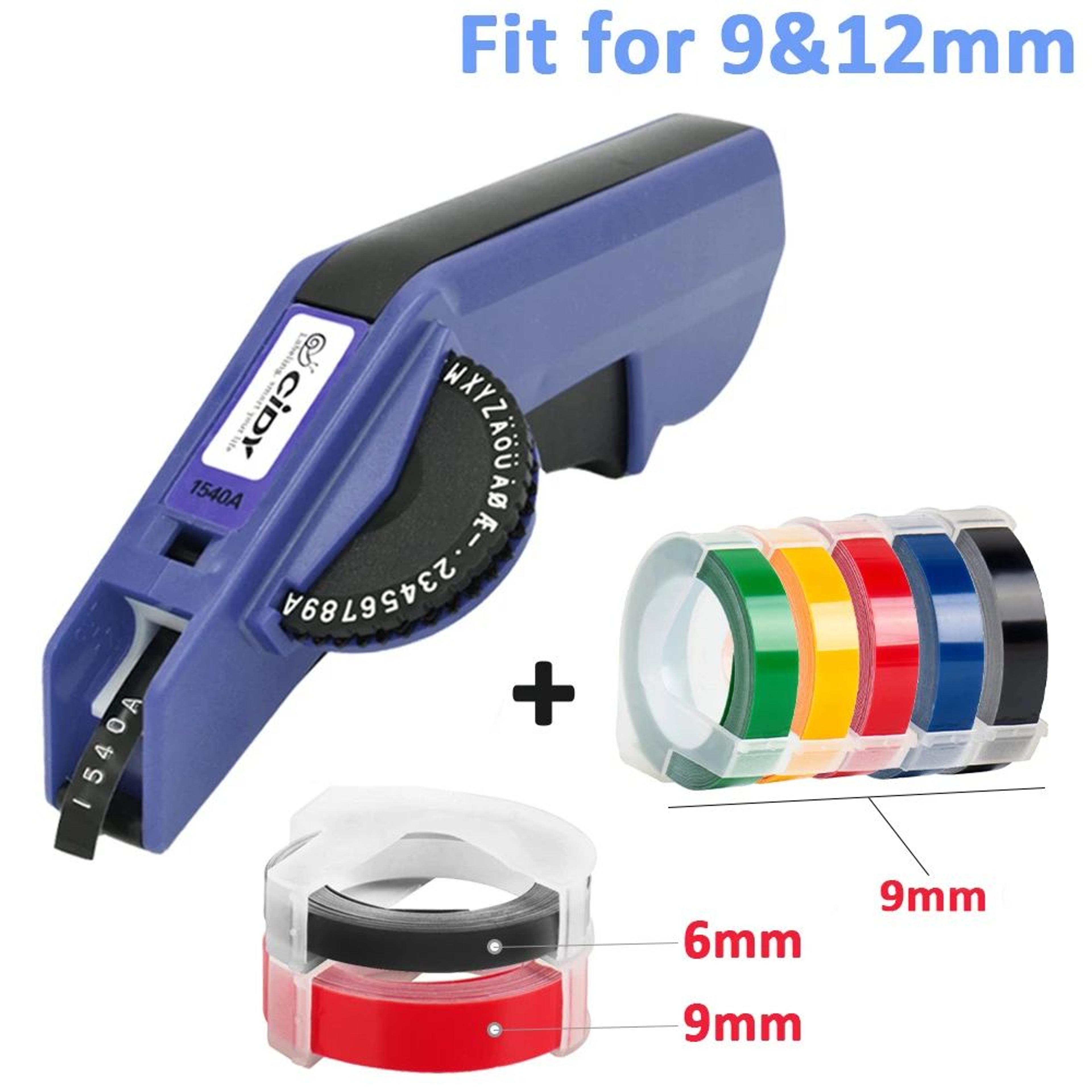 manual 3d embossing label maker with 9mm and 12mm tape compatibility