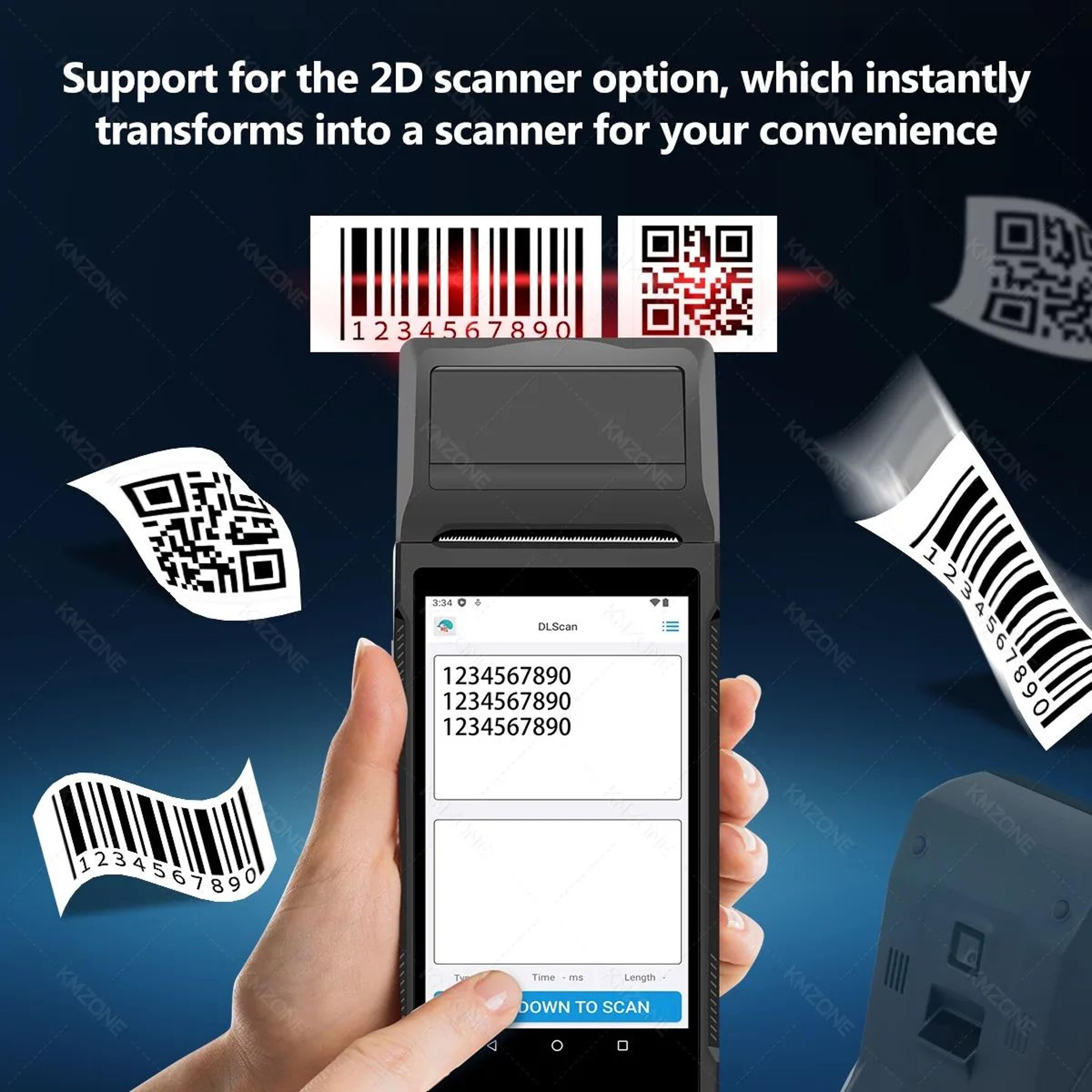 Android 1112 Handheld POS Terminal With 2D Barcode Scanner NFC And 58mm Receipt Printer 5