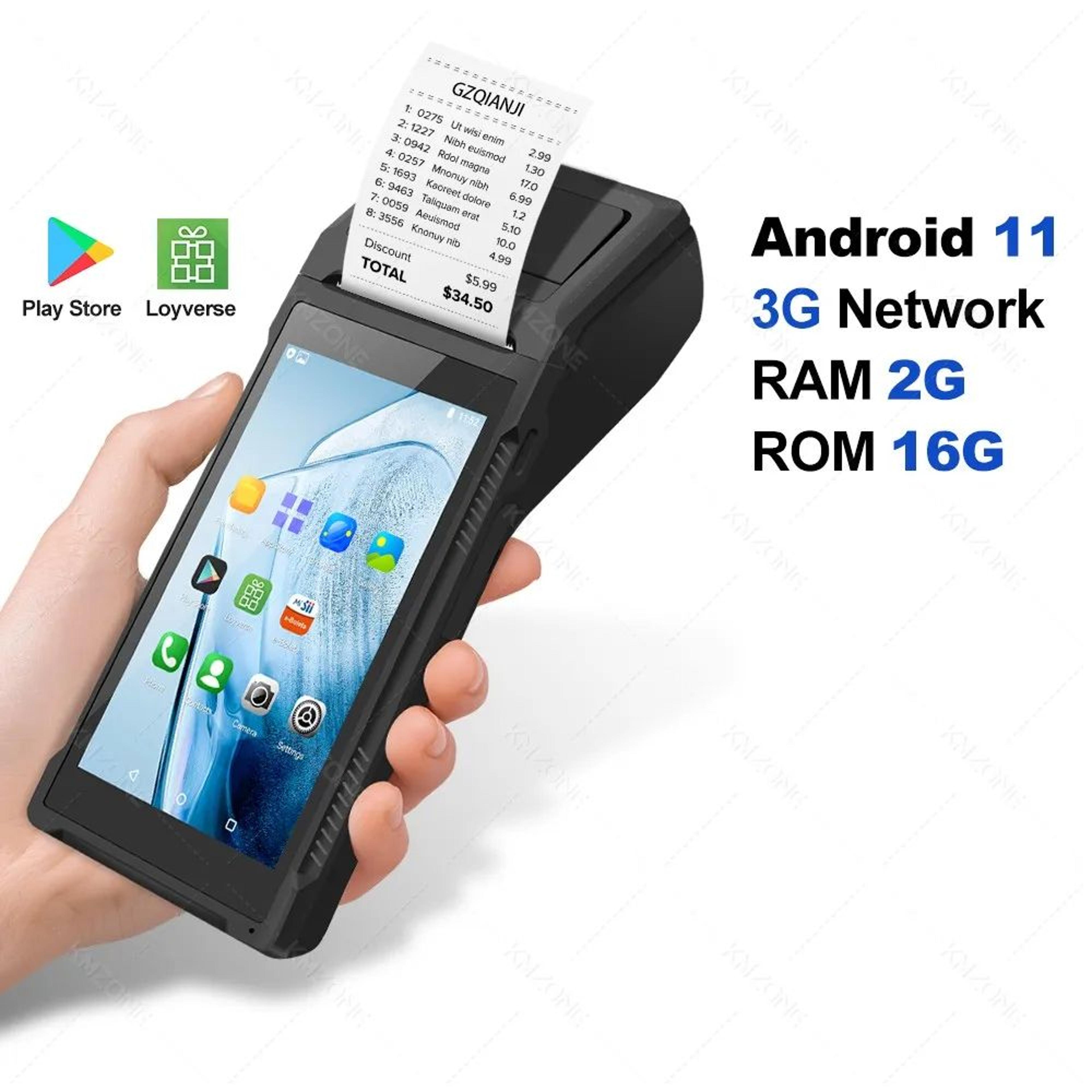 Android 1112 Handheld POS Terminal With 2D Barcode Scanner NFC And 58mm Receipt Printer 6