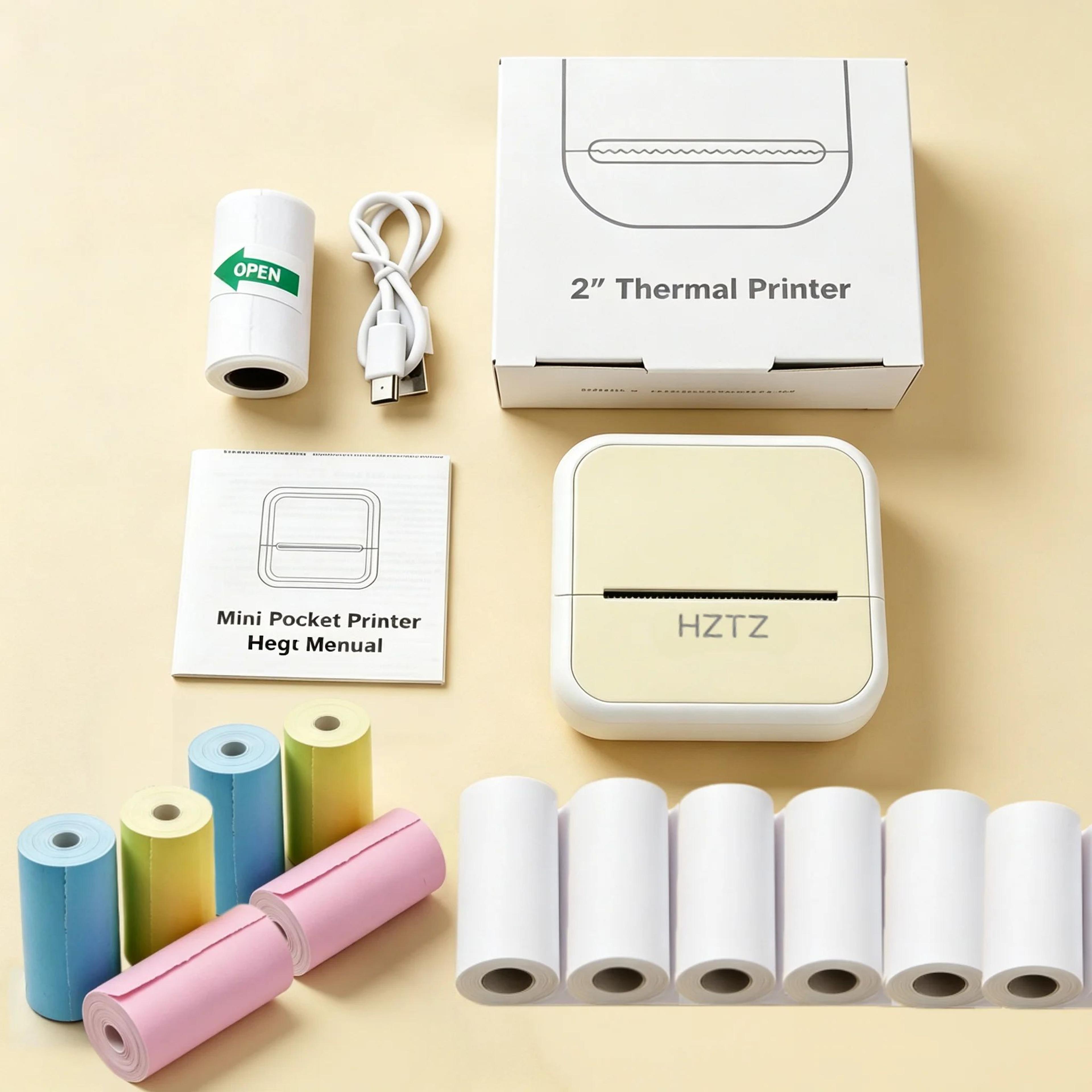 Portable Wireless Mini Thermal Photo Printer With 12 Paper Rolls And USB Charging 8