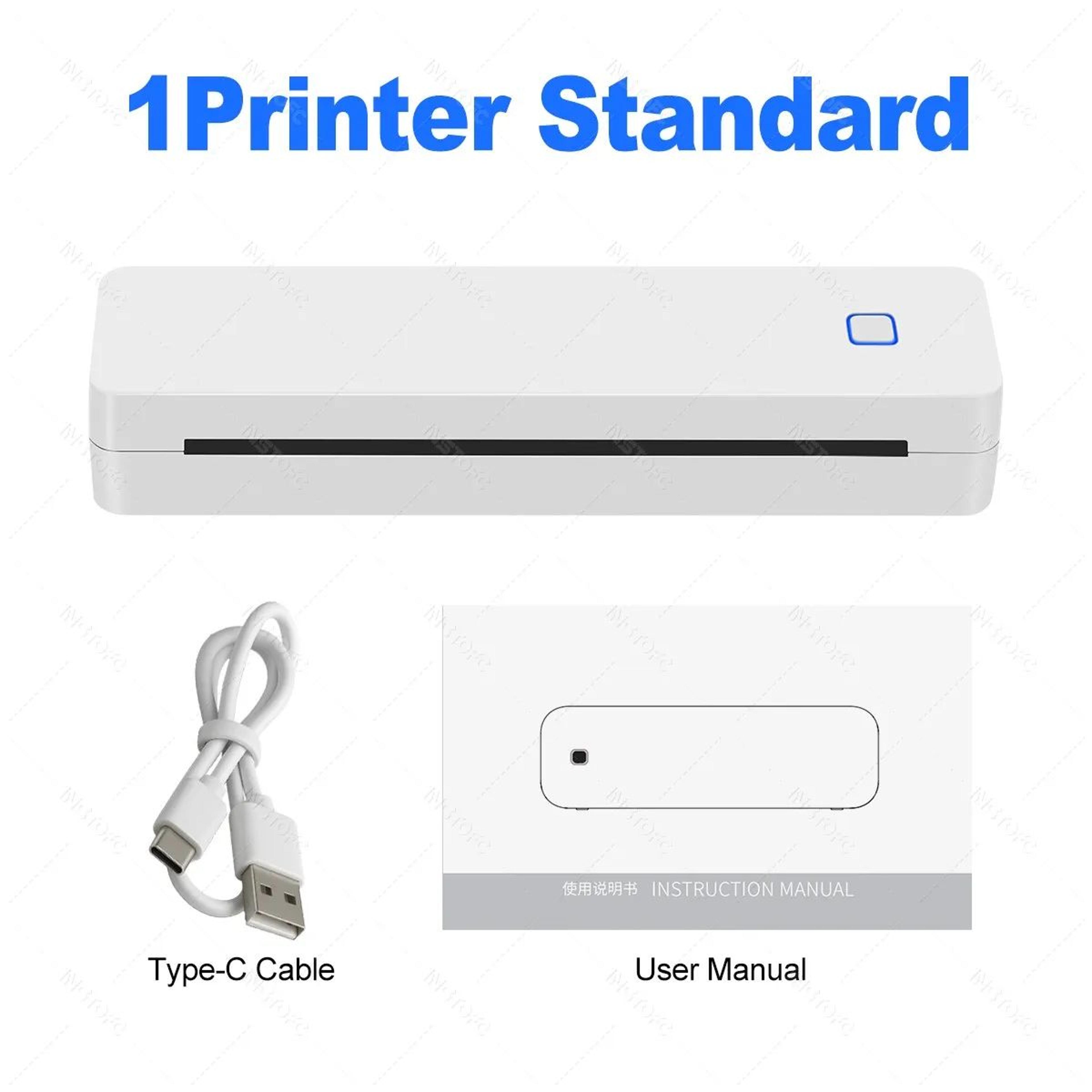Portable A4 Wireless Thermal Printer 1500mAh Inkless Bluetooth Mini Printer With USB TypeC 6