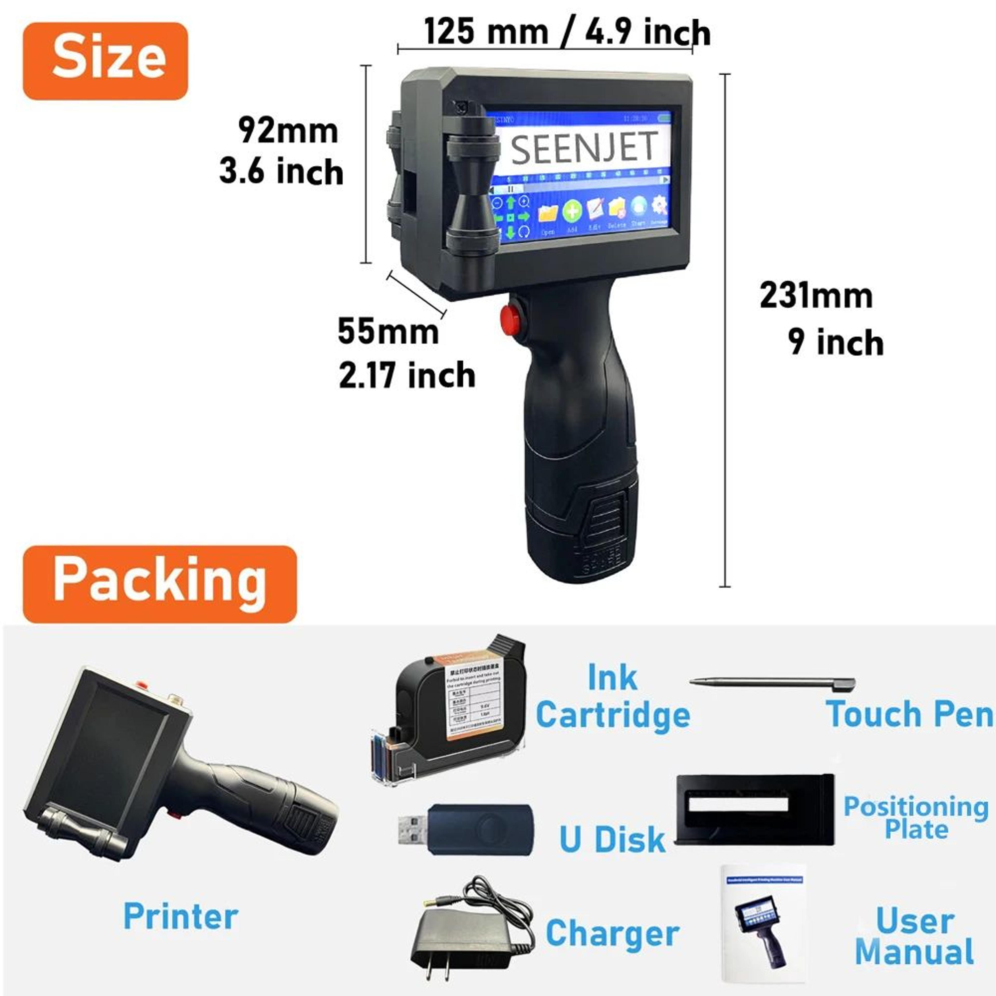 127mm Handheld Inkjet Printer For Date Coding Logo Printing And Packaging 5