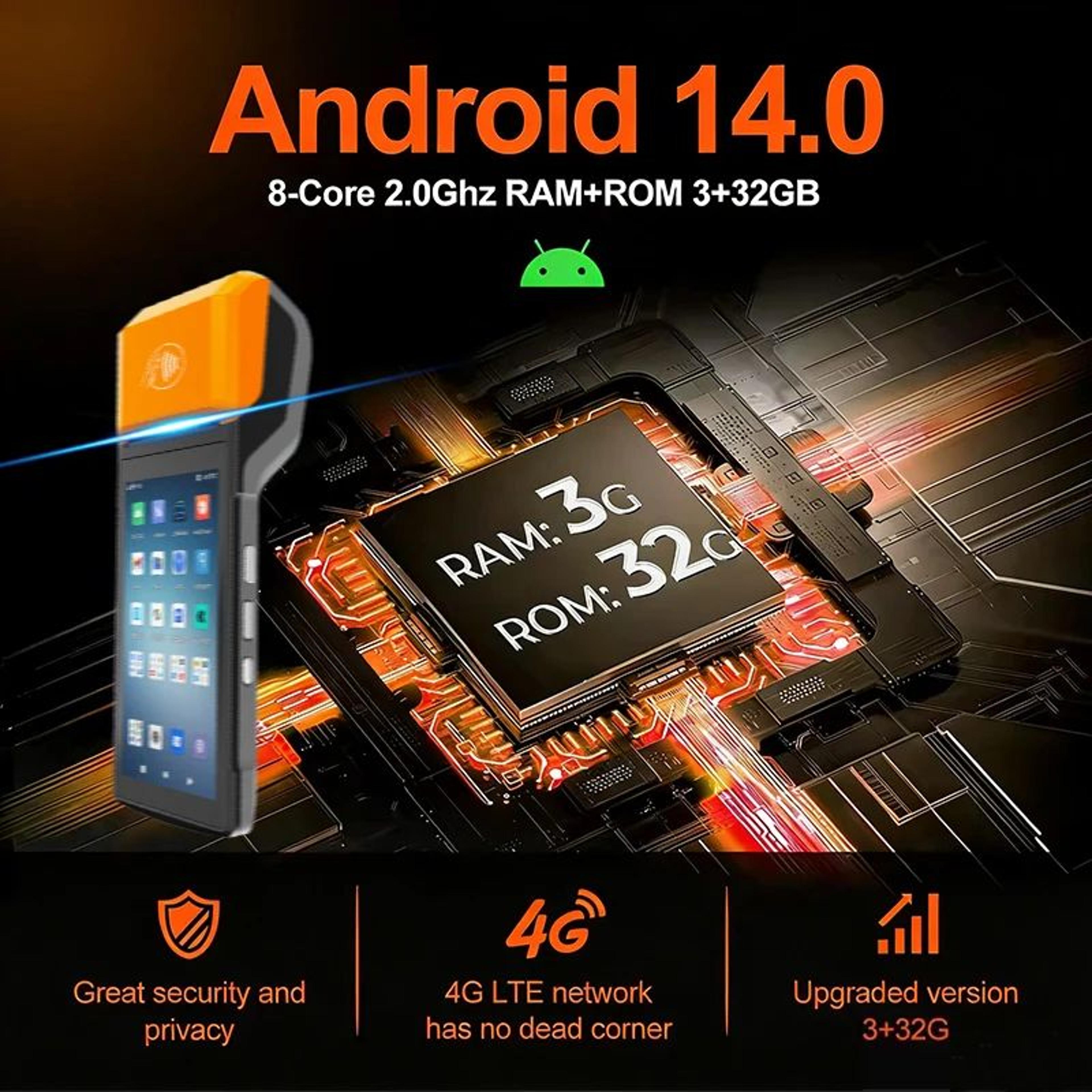 Android 14 Handheld POS Terminal With 58mm Thermal Receipt Printer And 55 Inch Touchscreen 1