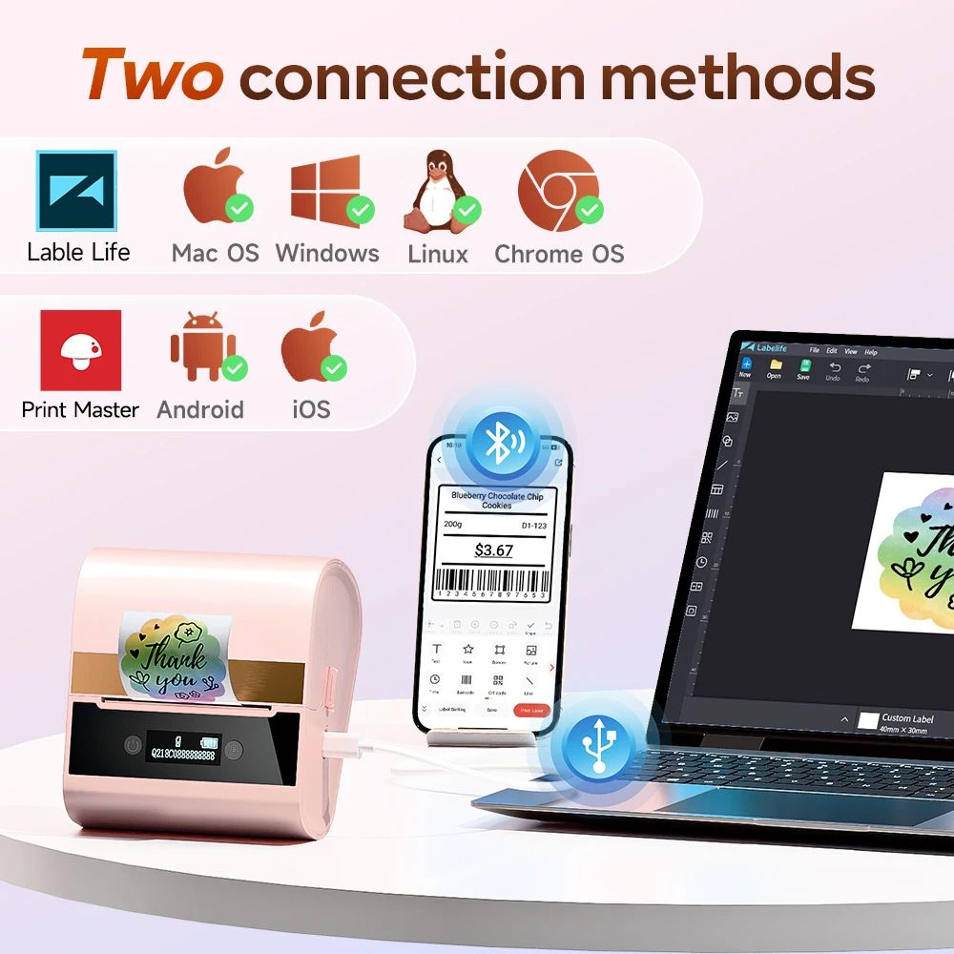 M260 Portable Bluetooth Thermal Label Printer 2080mm For Business And Home Organization 1