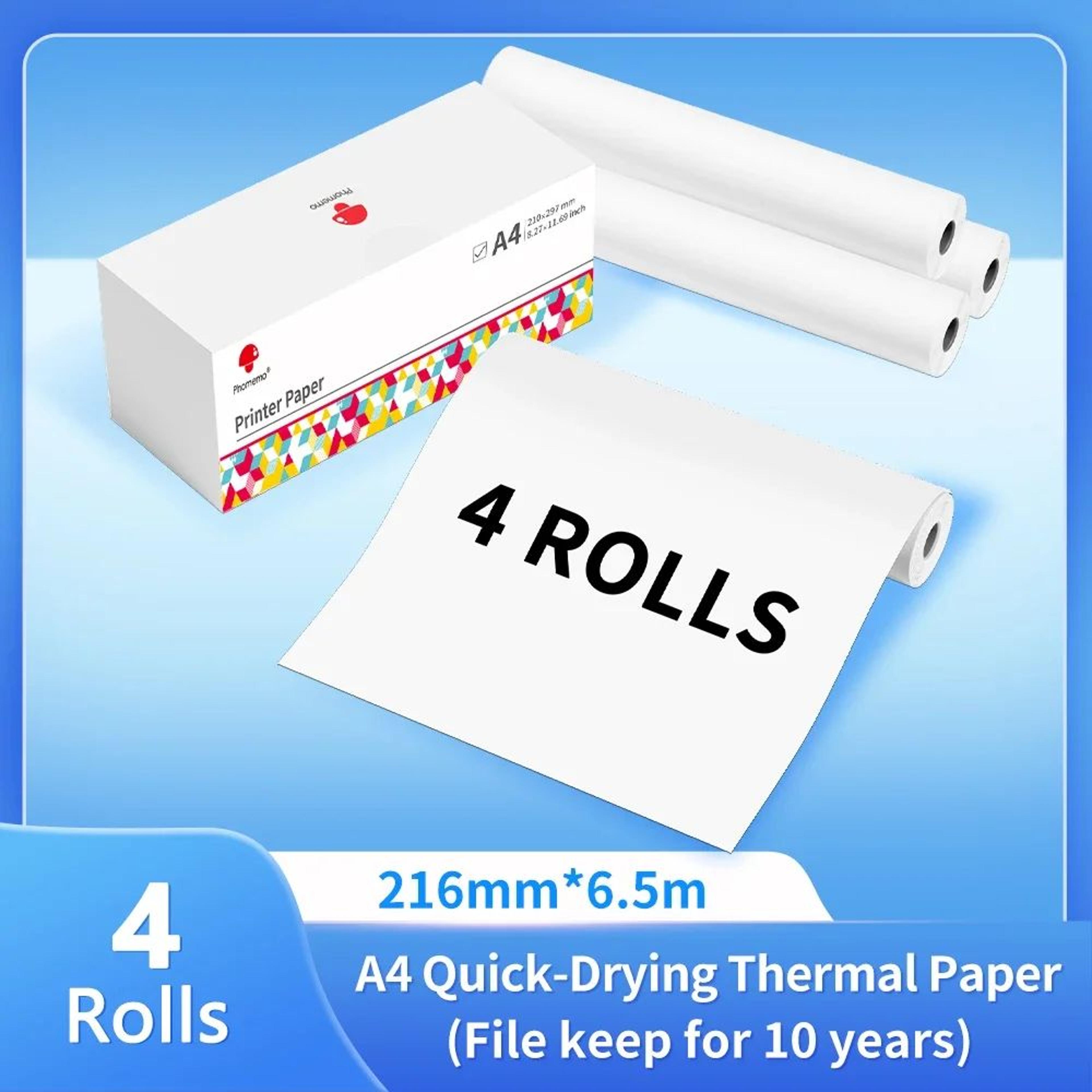 A4 Thermal Paper Rolls 210mm For Portable Printers Inkless Printing 234 Rolls 10