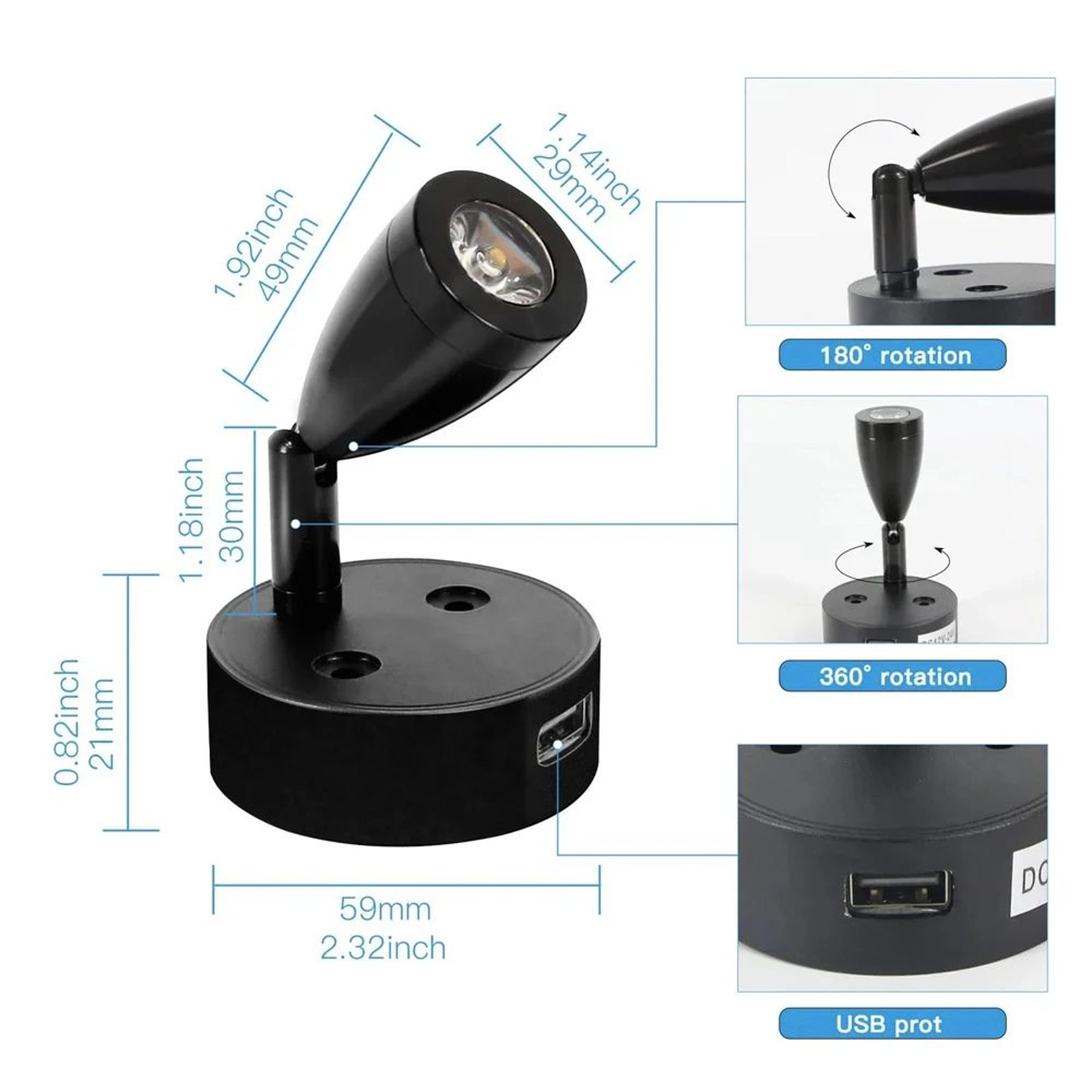 12V 24V LED RV Reading Light With USB Charging Port And Switch For Camper Boat And Bedroom 3