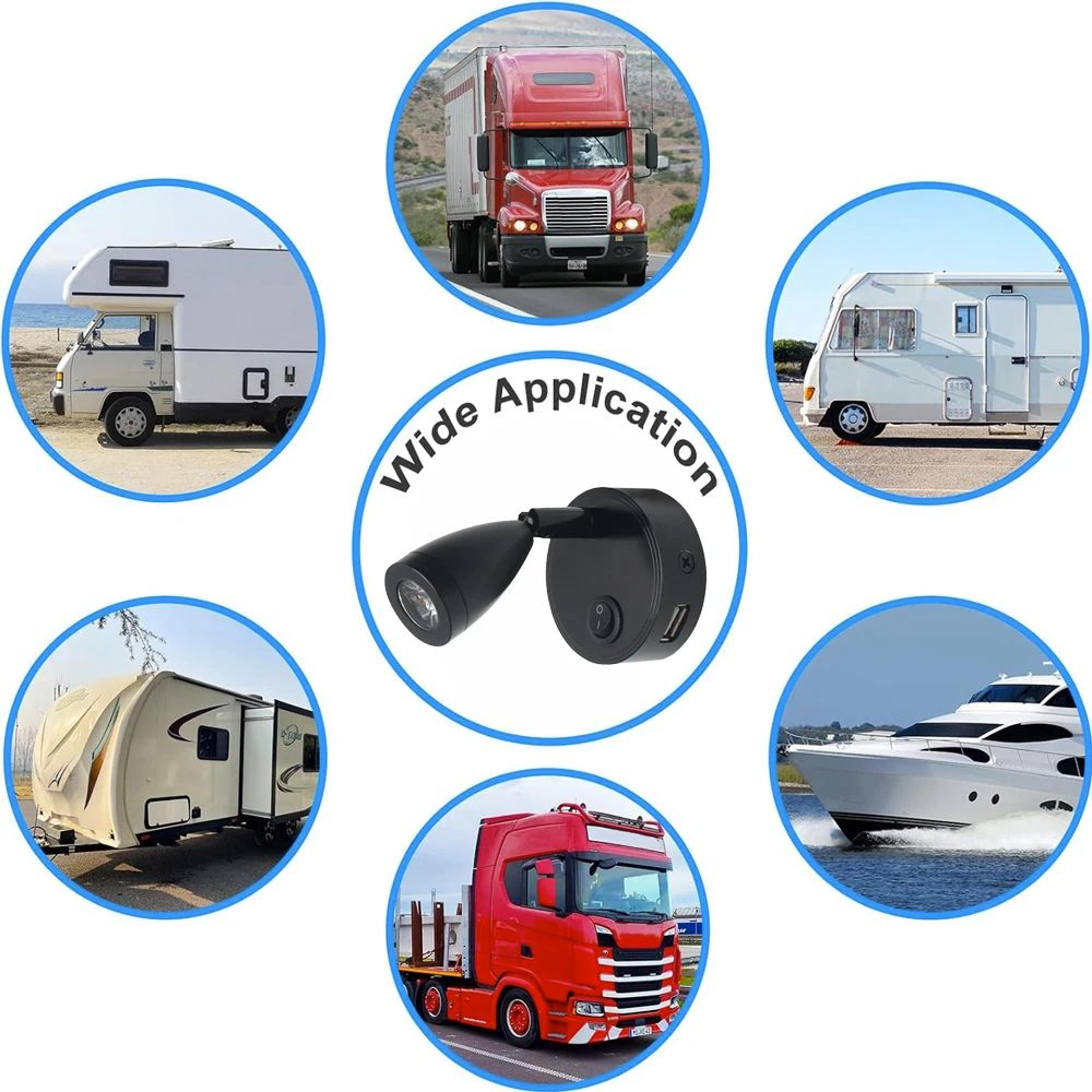 12V 24V LED RV Reading Light With USB Charging Port And Switch For Camper Boat And Bedroom 2