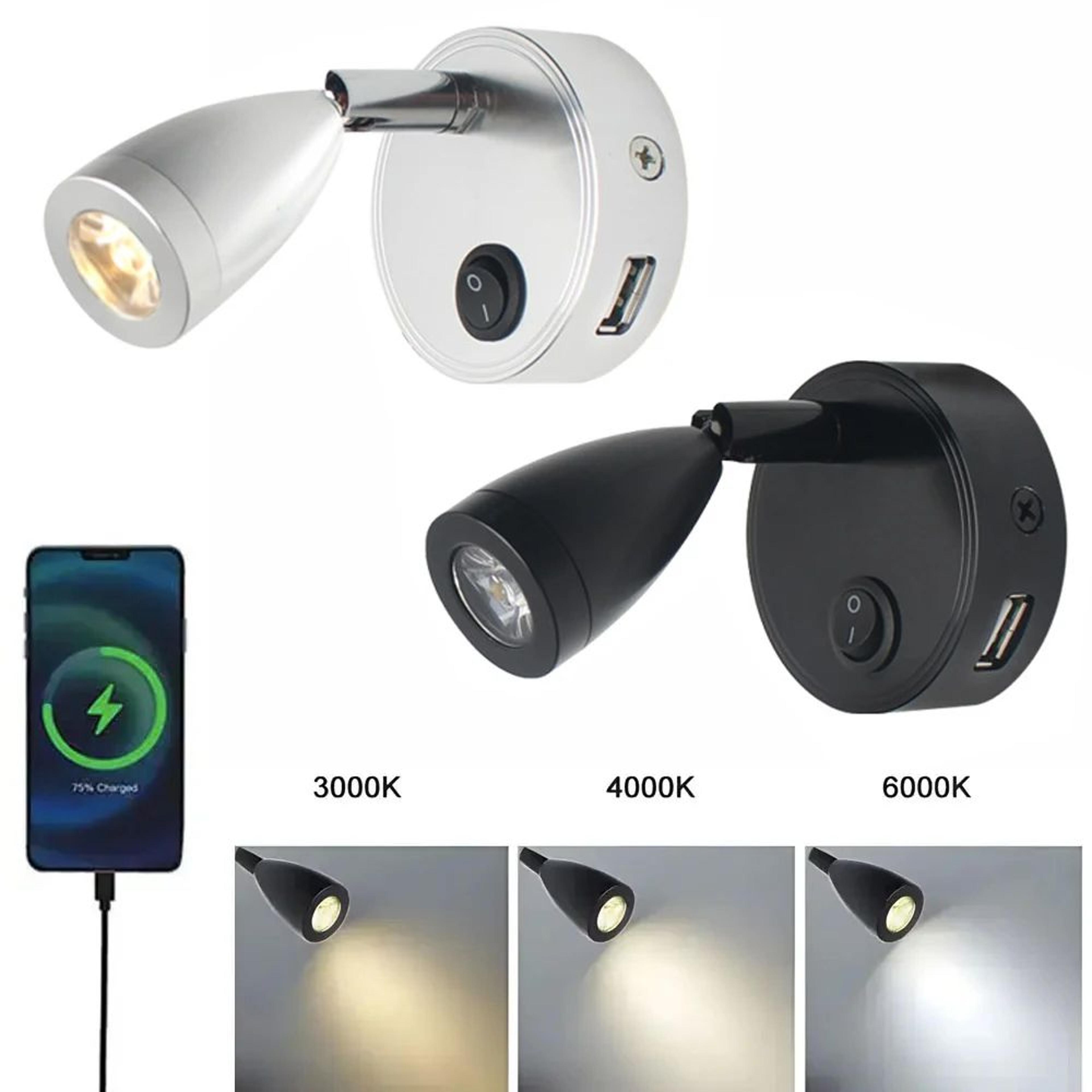 12v 24v led rv reading light with usb charging port and switch for camper boat and bedroom