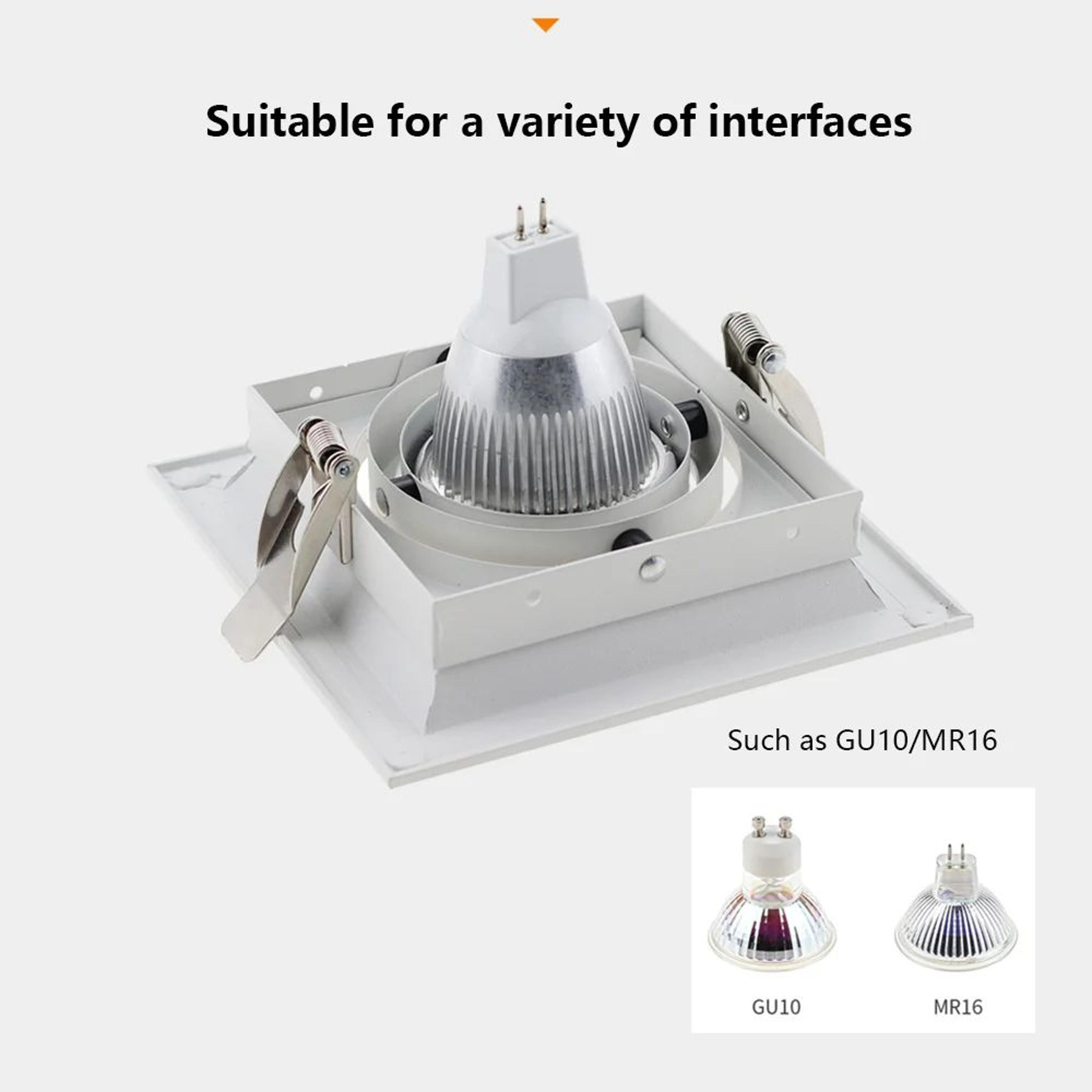 Adjustable Square Recessed Ceiling Light Frame For GU10 MR16 LED Spotlights 3