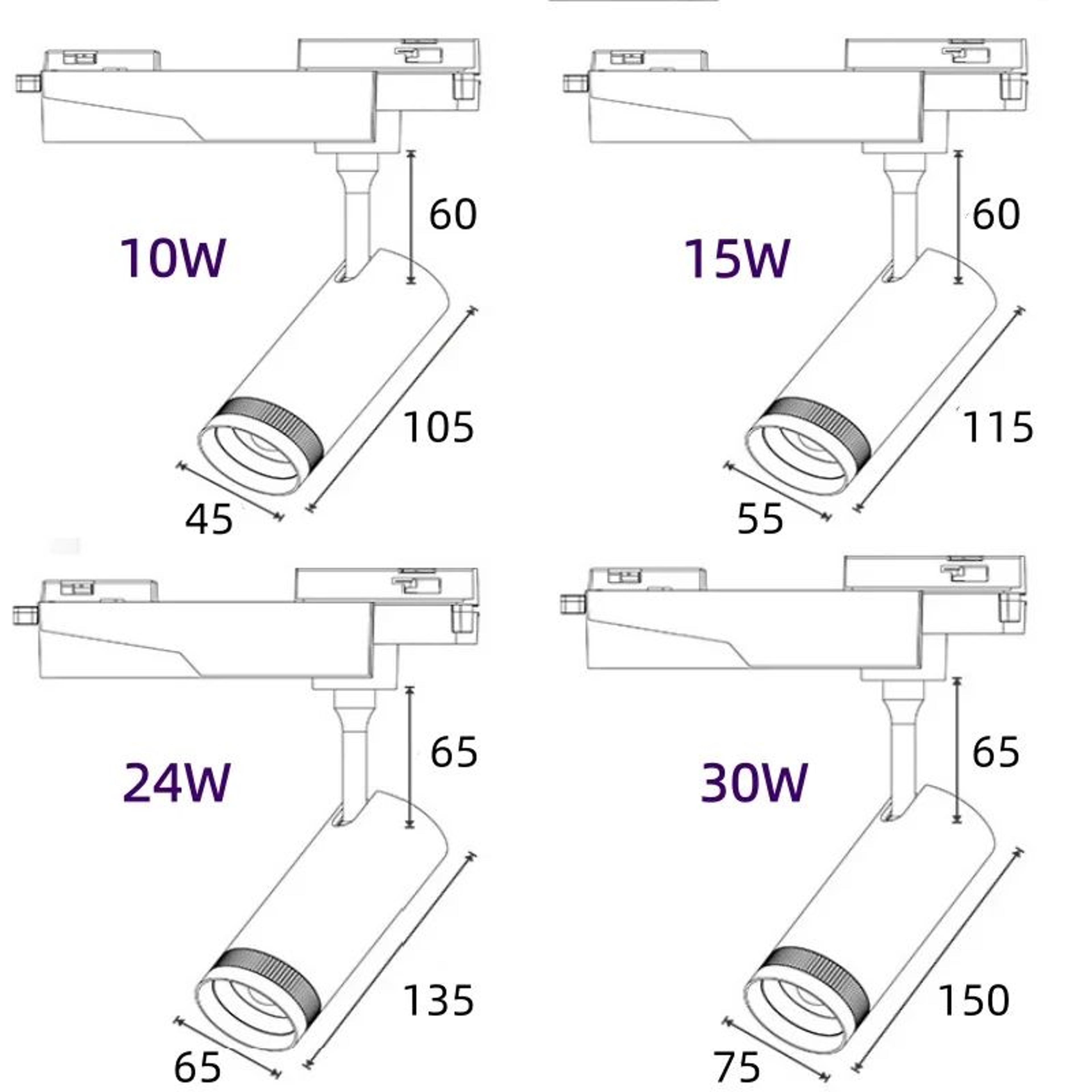Adjustable Focus LED Spotlight With Rotating Head For Track And Surface Mounted Art Lighting 3