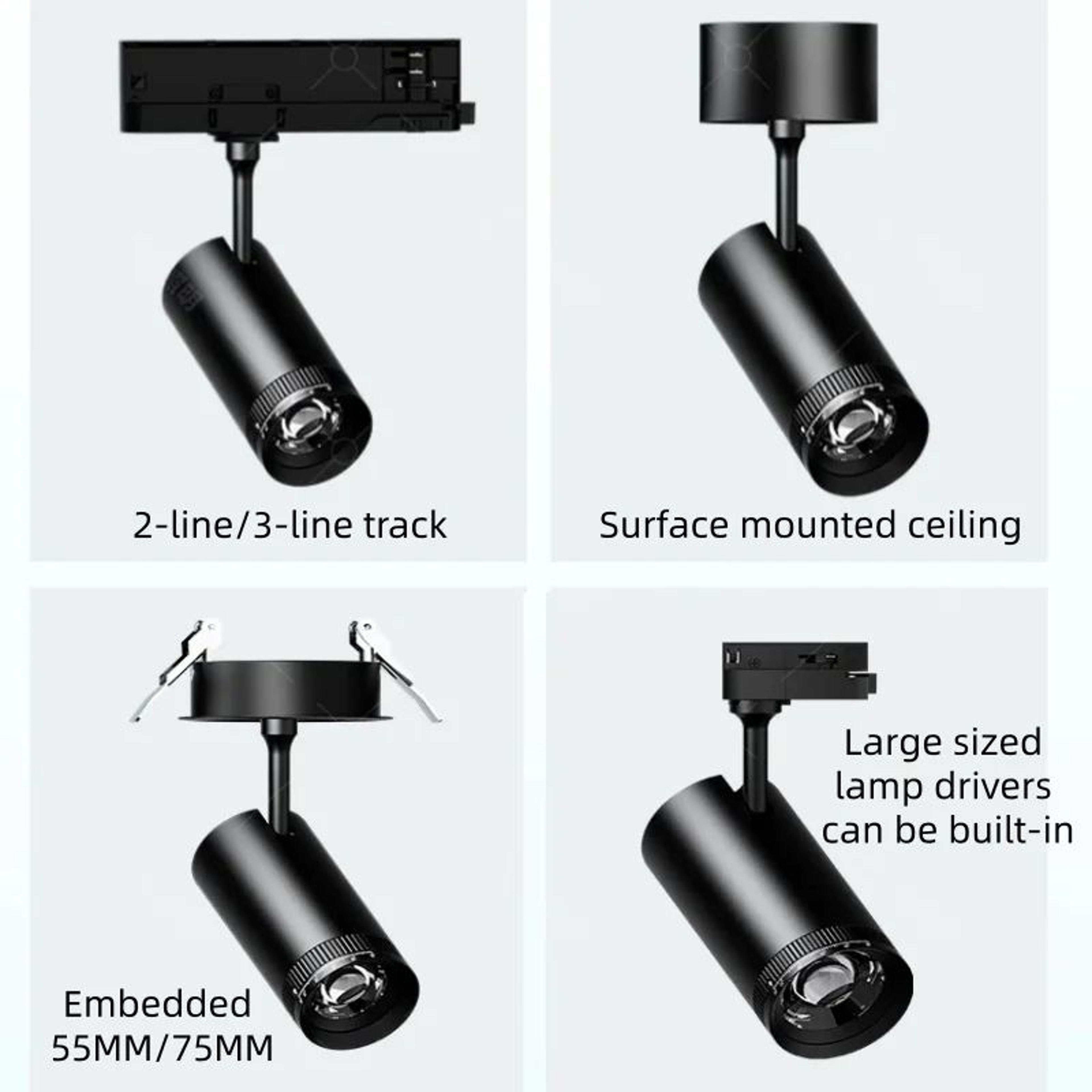 Adjustable Focus LED Spotlight With Rotating Head For Track And Surface Mounted Art Lighting 5