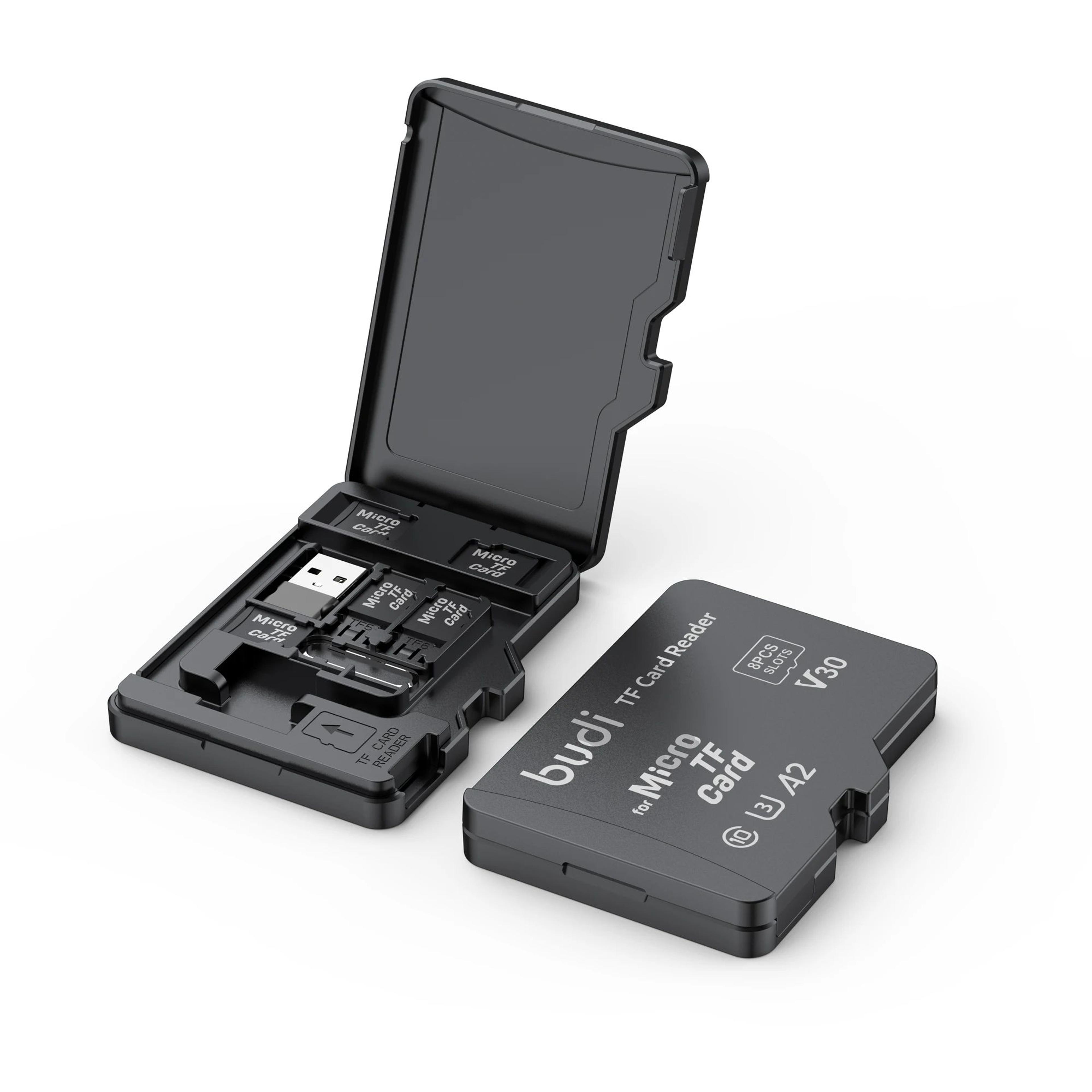 portable tf memory card storage case with usb type-c card reader