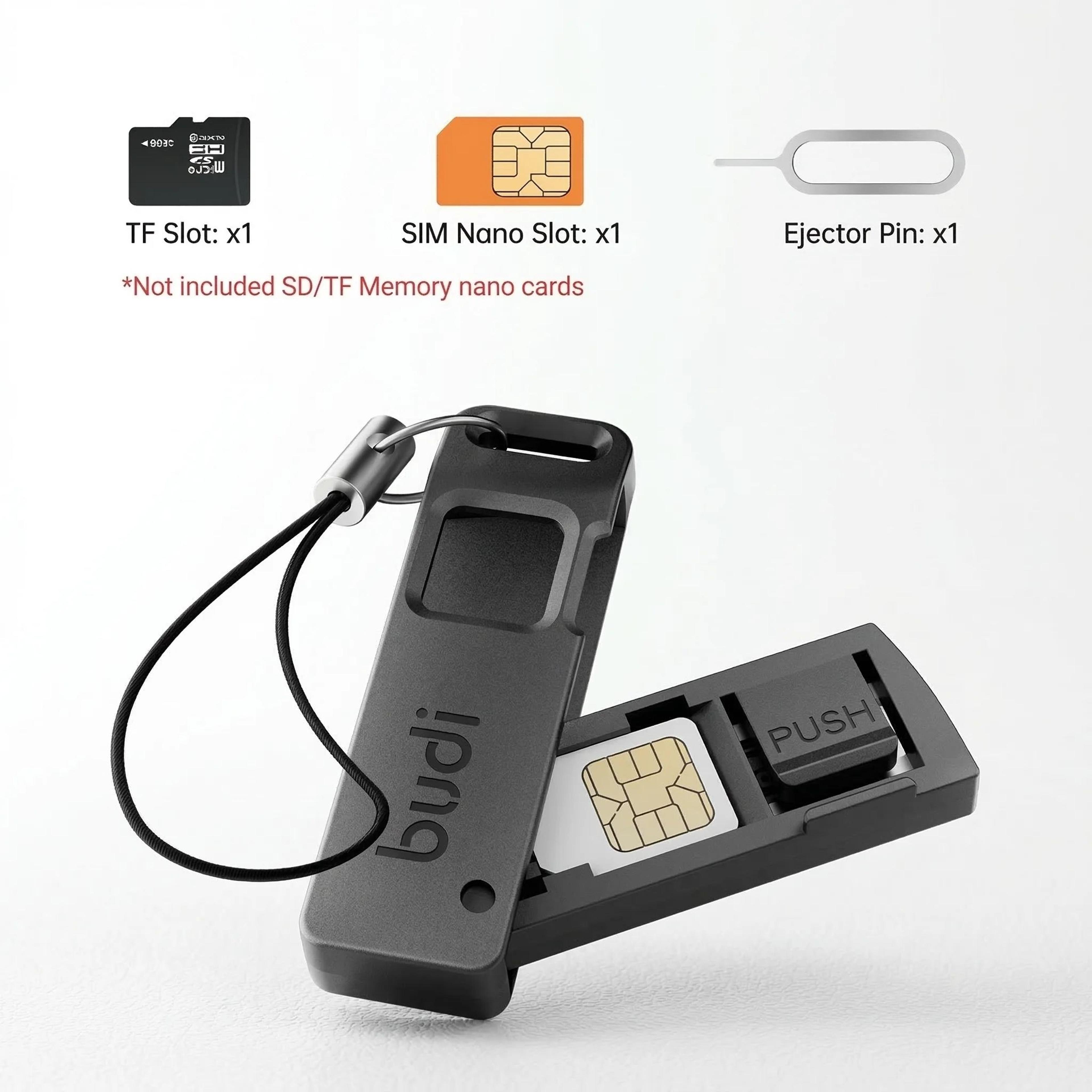 universal sim card ejector pin with anti-lost storage case and keyring