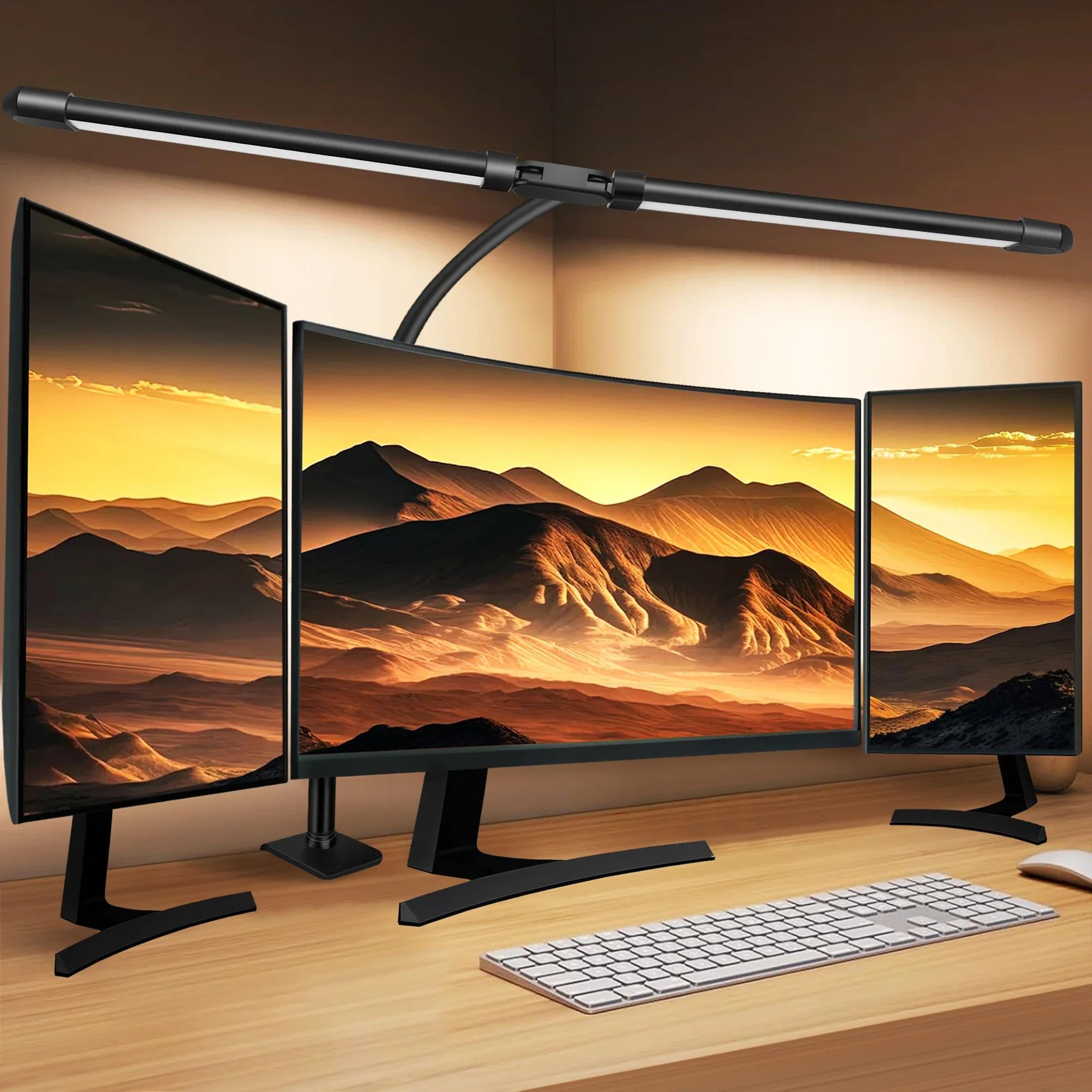 double head led clip desk lamp with 3 color modes and 10 dimmable brightness levels