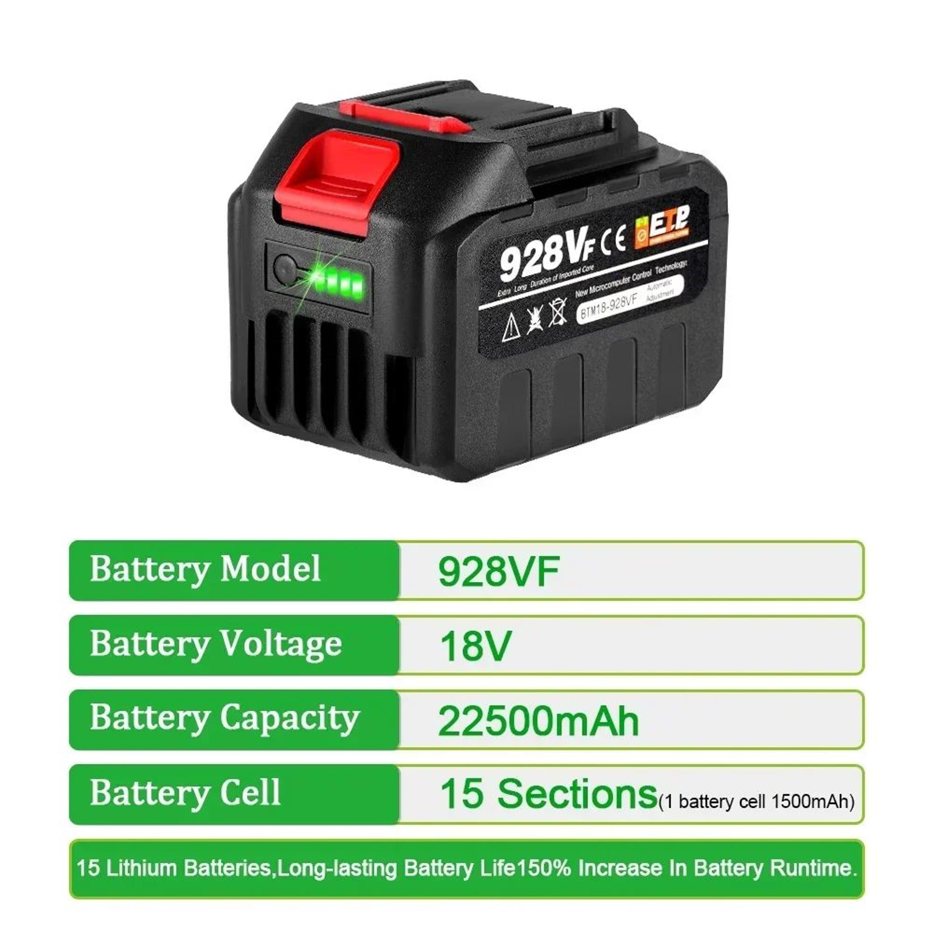 18v 20v high capacity rechargeable lithium ion replacement battery with charger plug
