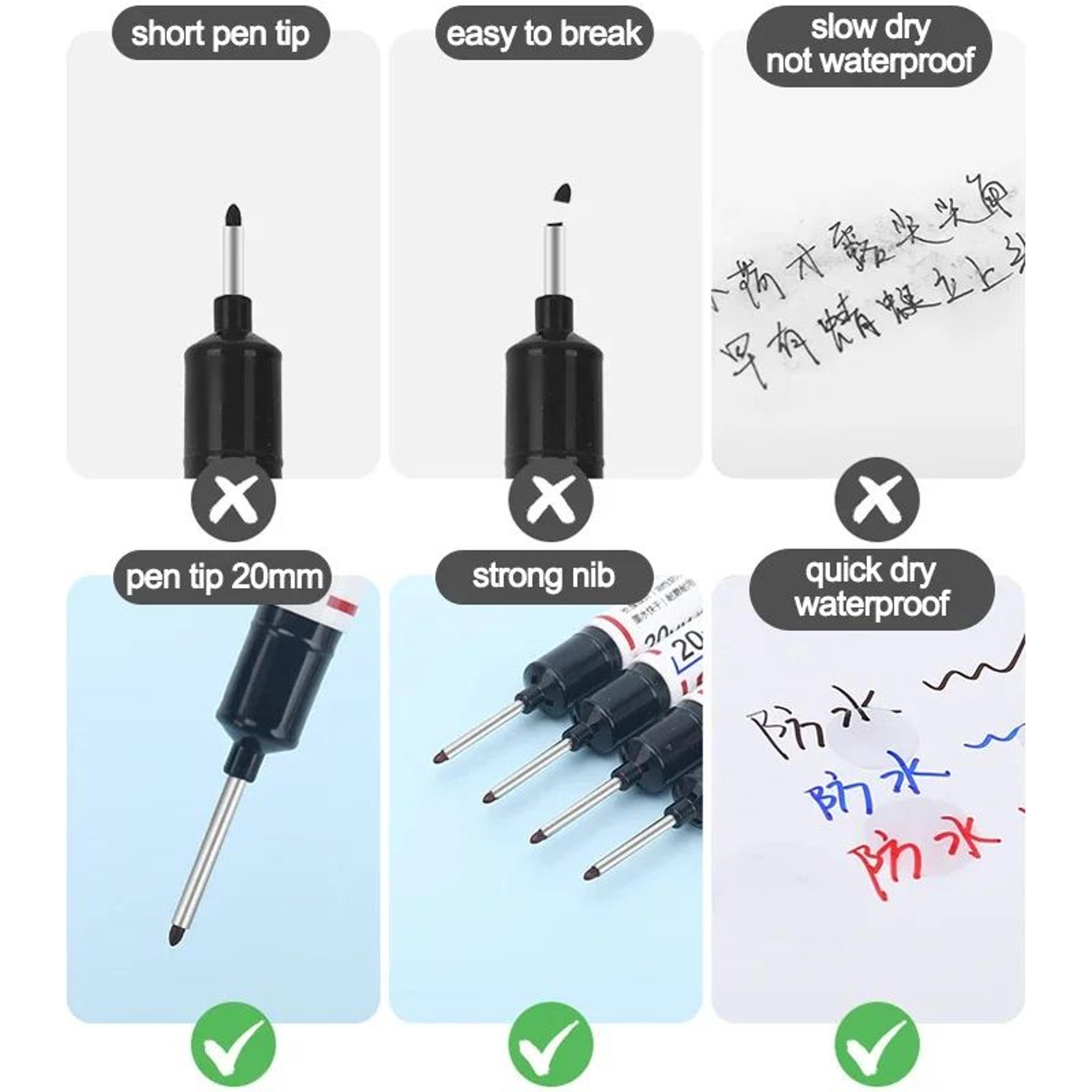 8PCS 20mm Deep Hole Marker Pens Waterproof Long Nib Marking Tools For Woodworking And Metal 5