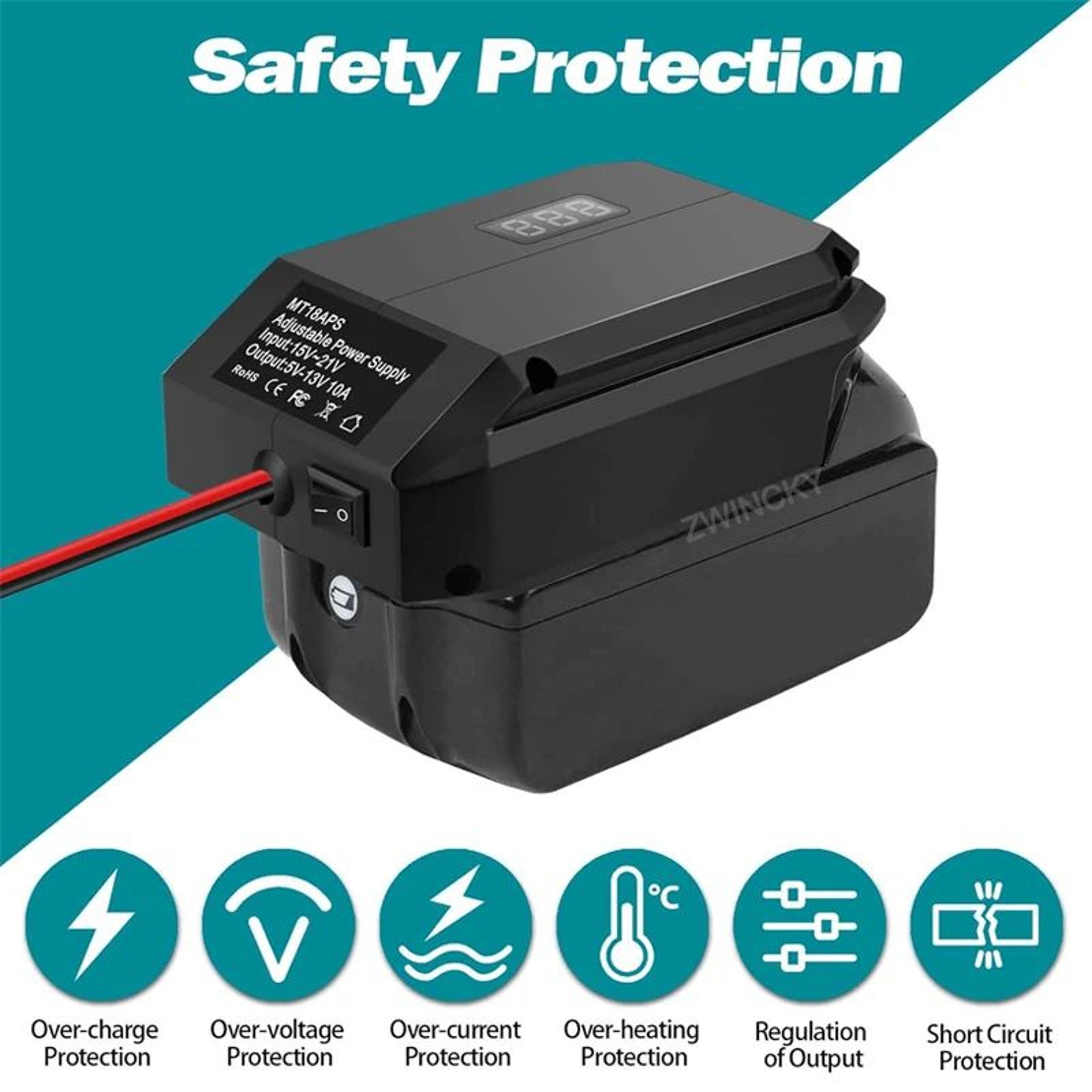 18V Battery Step Down Converter 513V Adjustable Voltage Regulator With Cigarette Lighter Socket 3