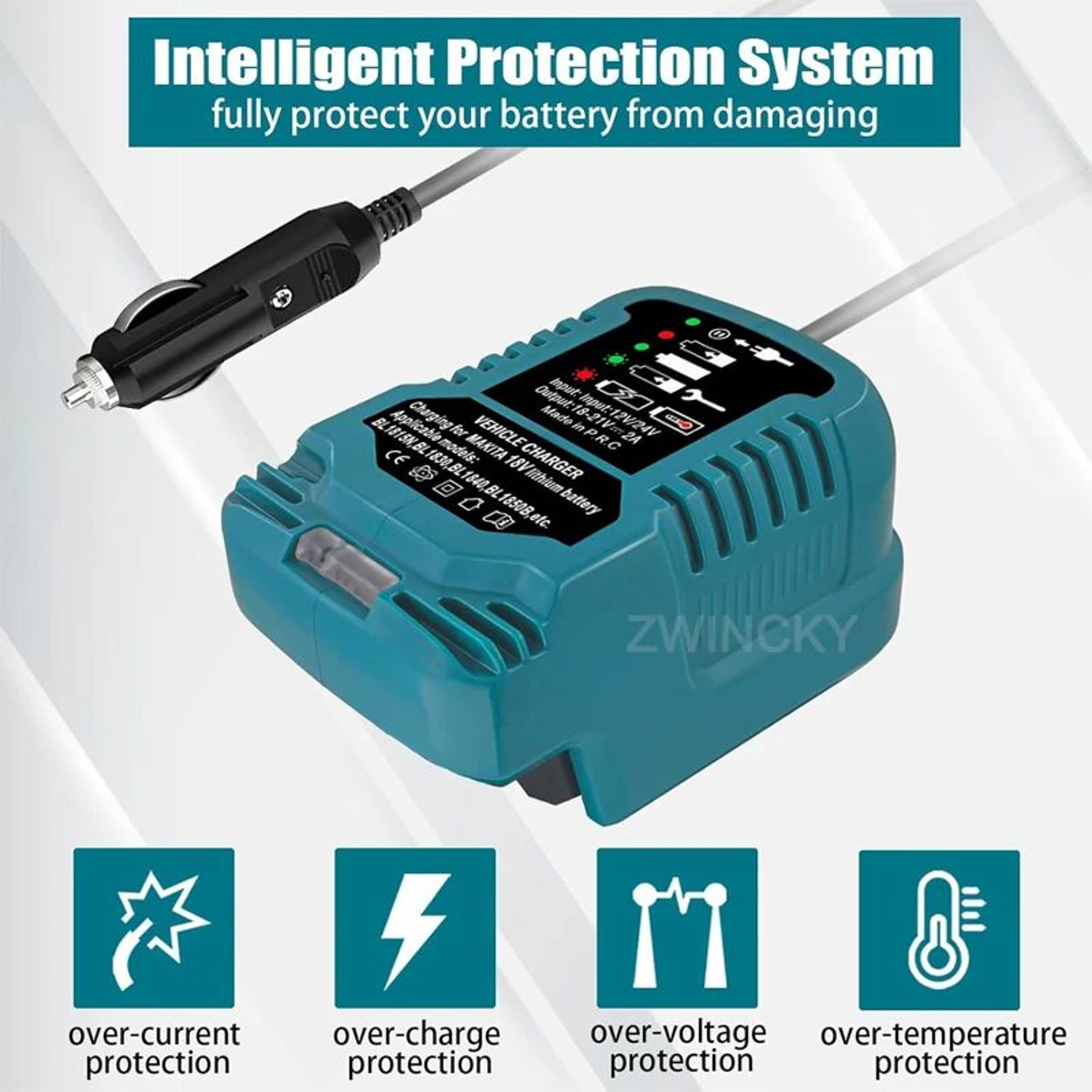 Portable 18V Battery Car Charger With Cigarette Lighter Plug And LED Indicator 1