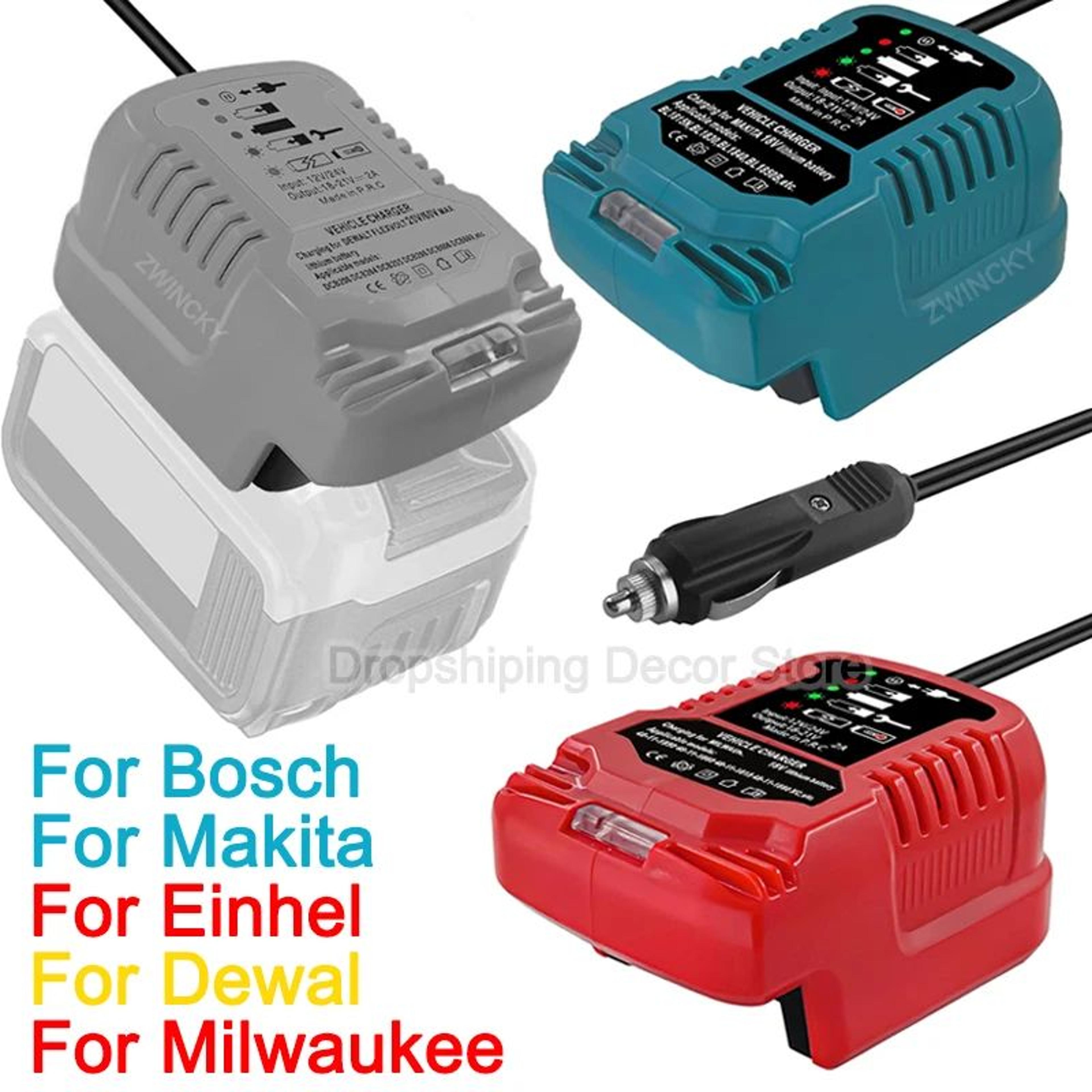 portable 18v battery car charger with cigarette lighter plug and led indicator