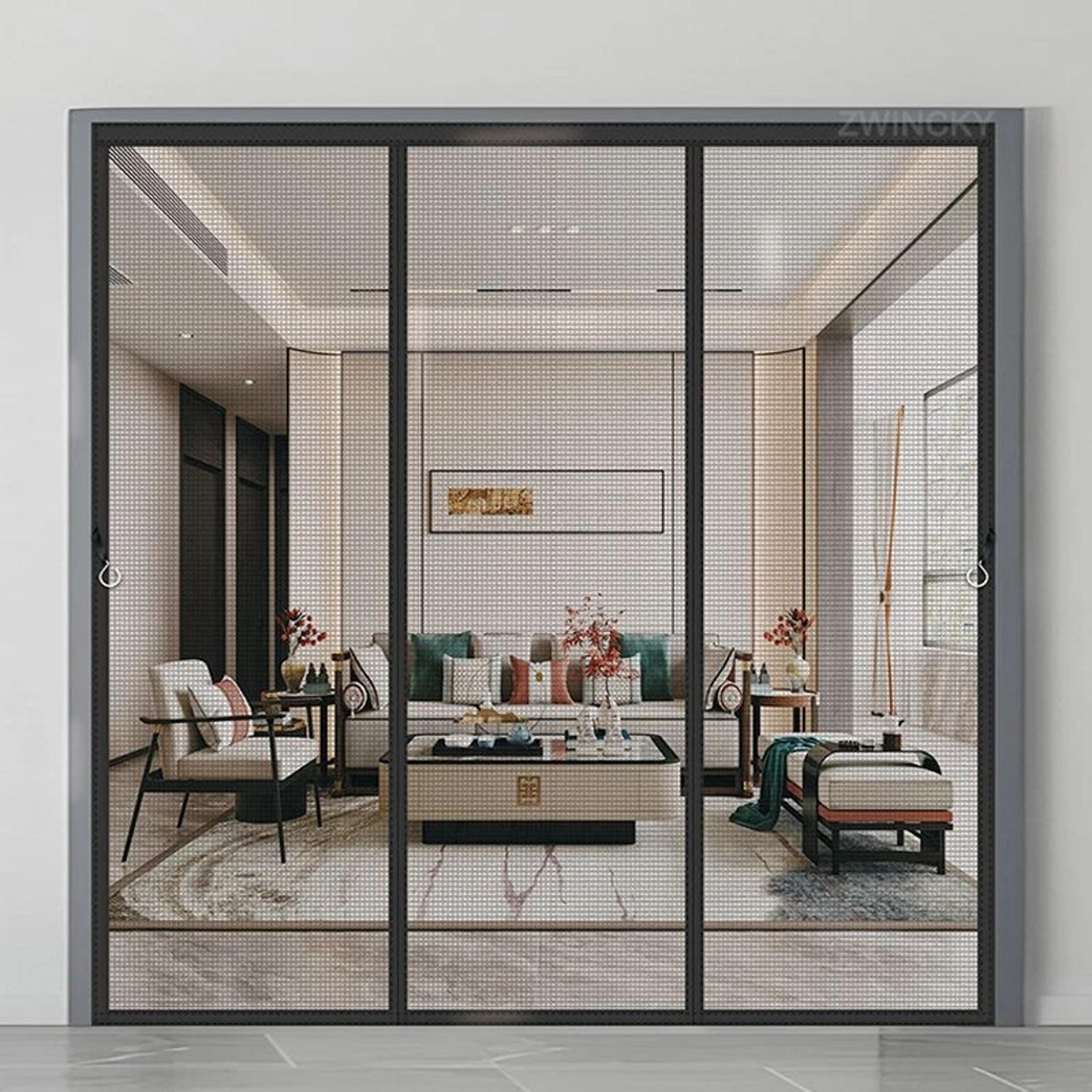 magnetic mesh door screen with automatic closure for insect protection