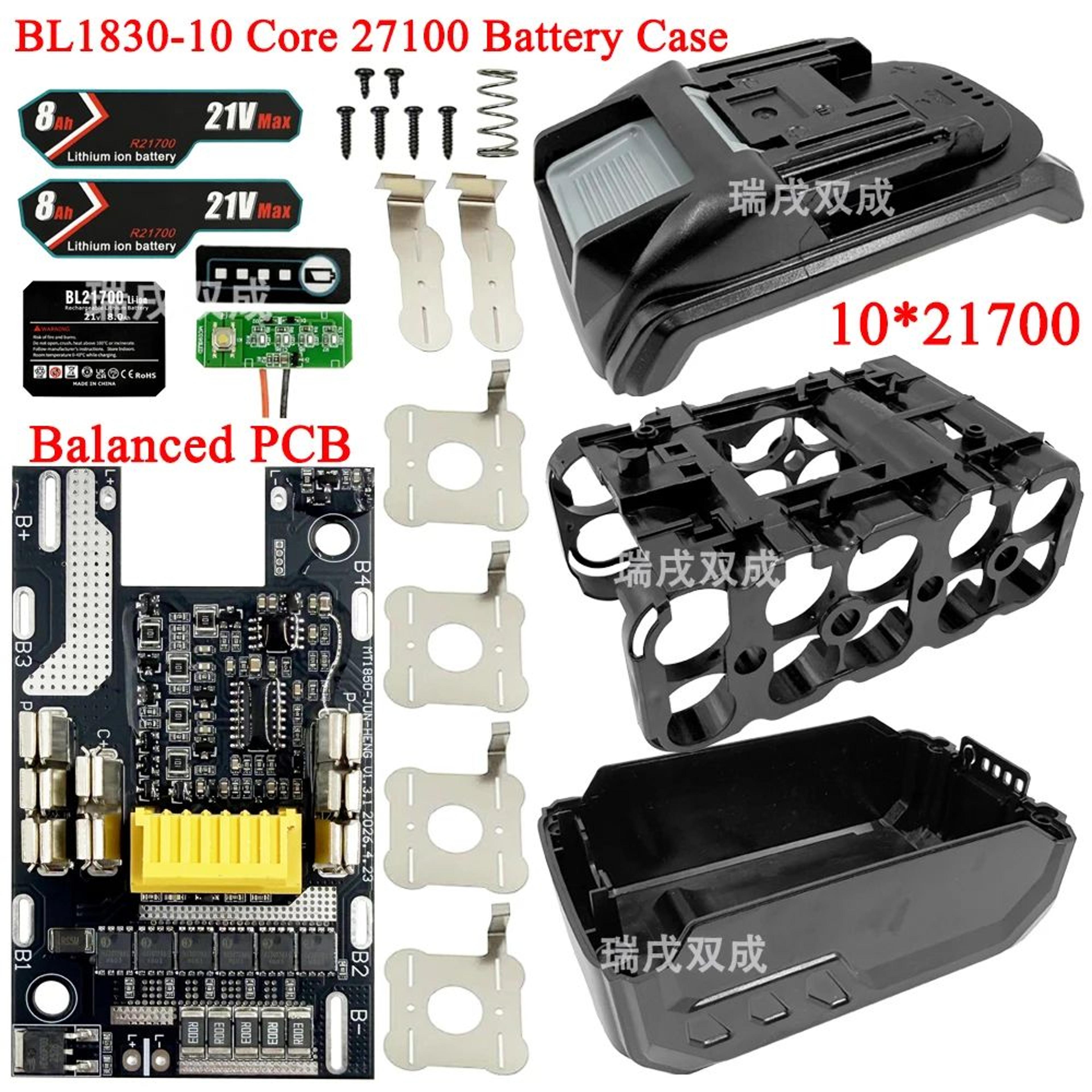 18v 21700 lithium battery case with balanced bms pcb protection board