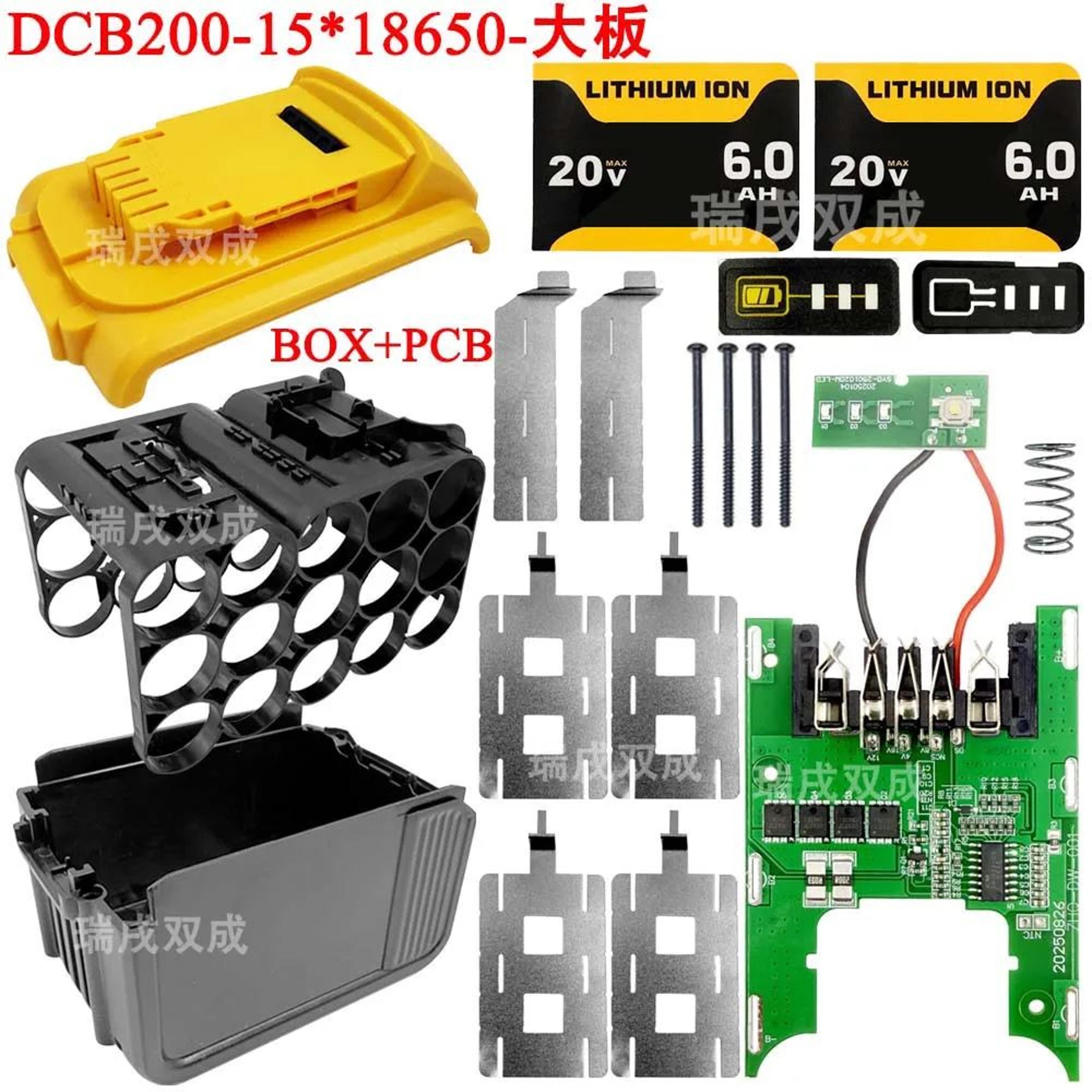 18V 20V Lithium Battery Replacement Case With PCB Charging Protection Board For DCB200 6