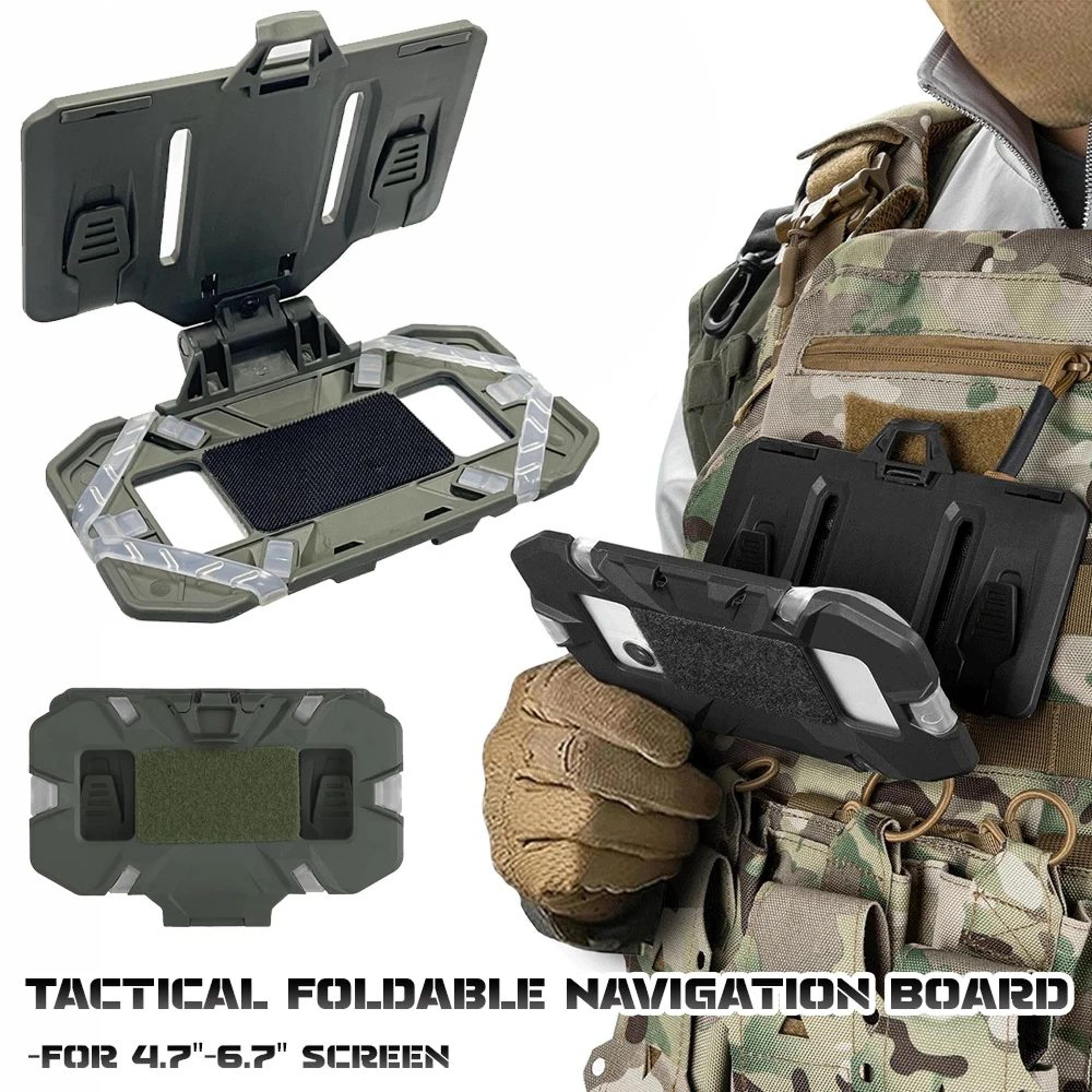 tactical molle folding navigation board with phone holder and map case