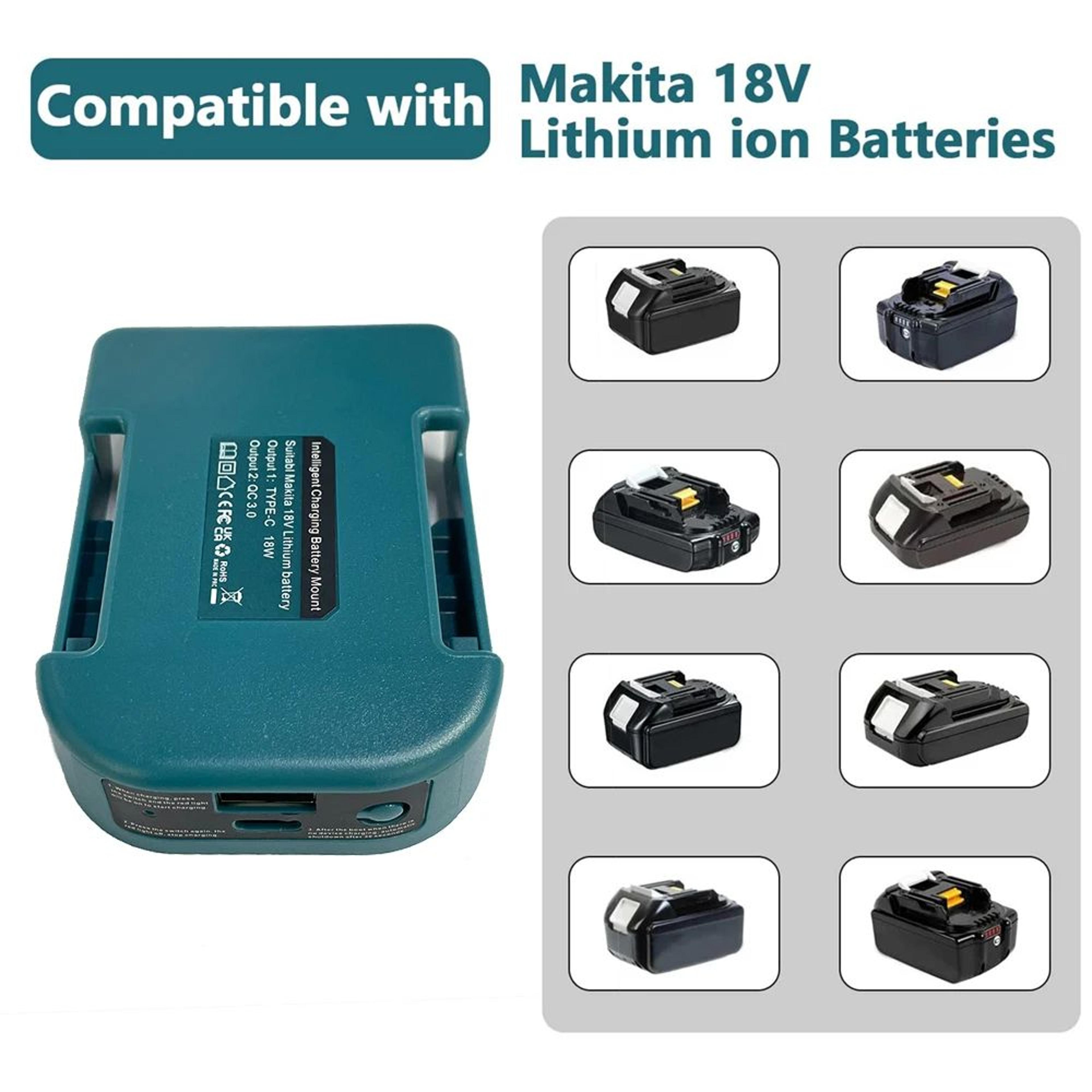18V Power Tool Battery Charger Adapter With USB TypeC Portable Charging Port 1