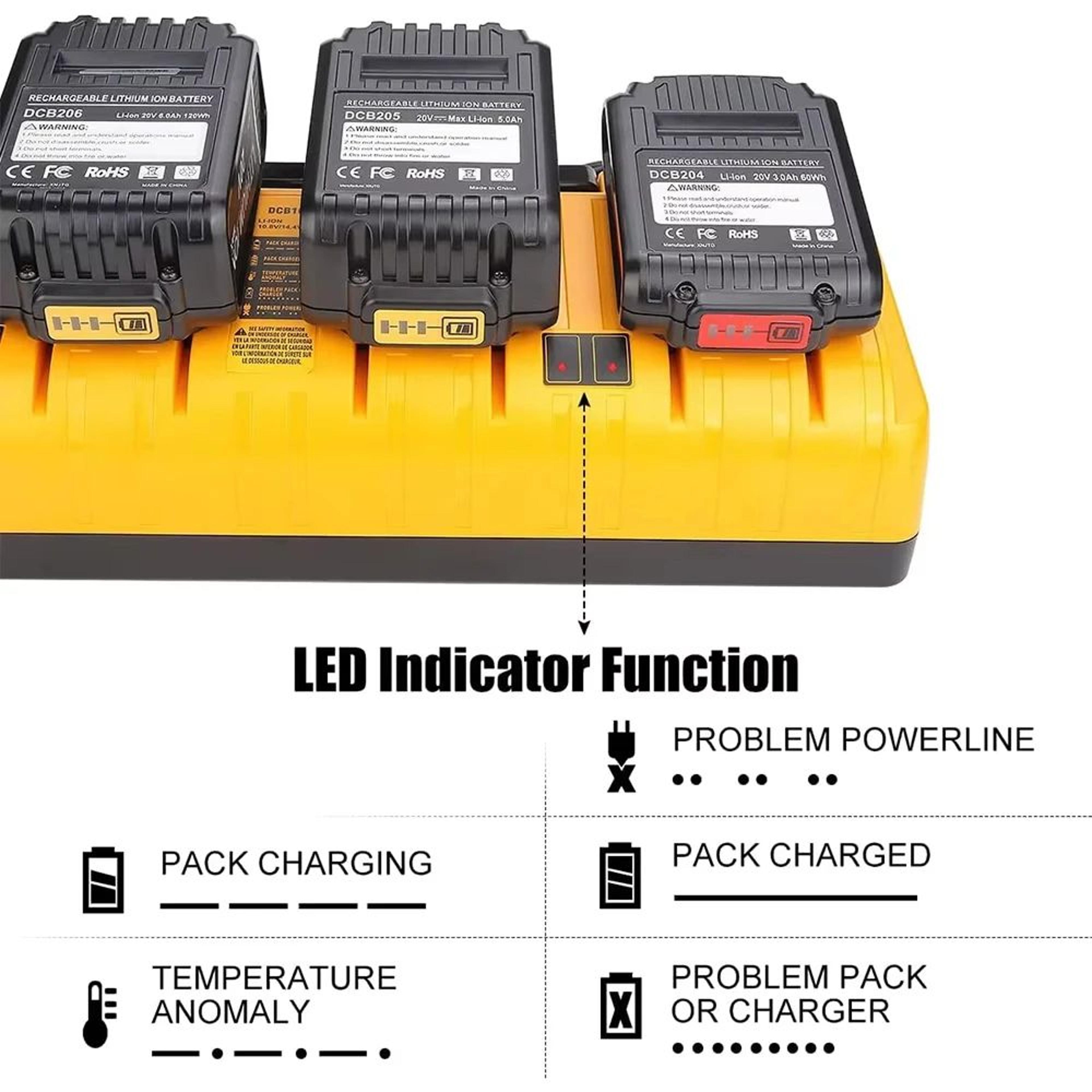 4Port Fast Battery Charger For 12V18V Lithium Power Tools DCB104 4