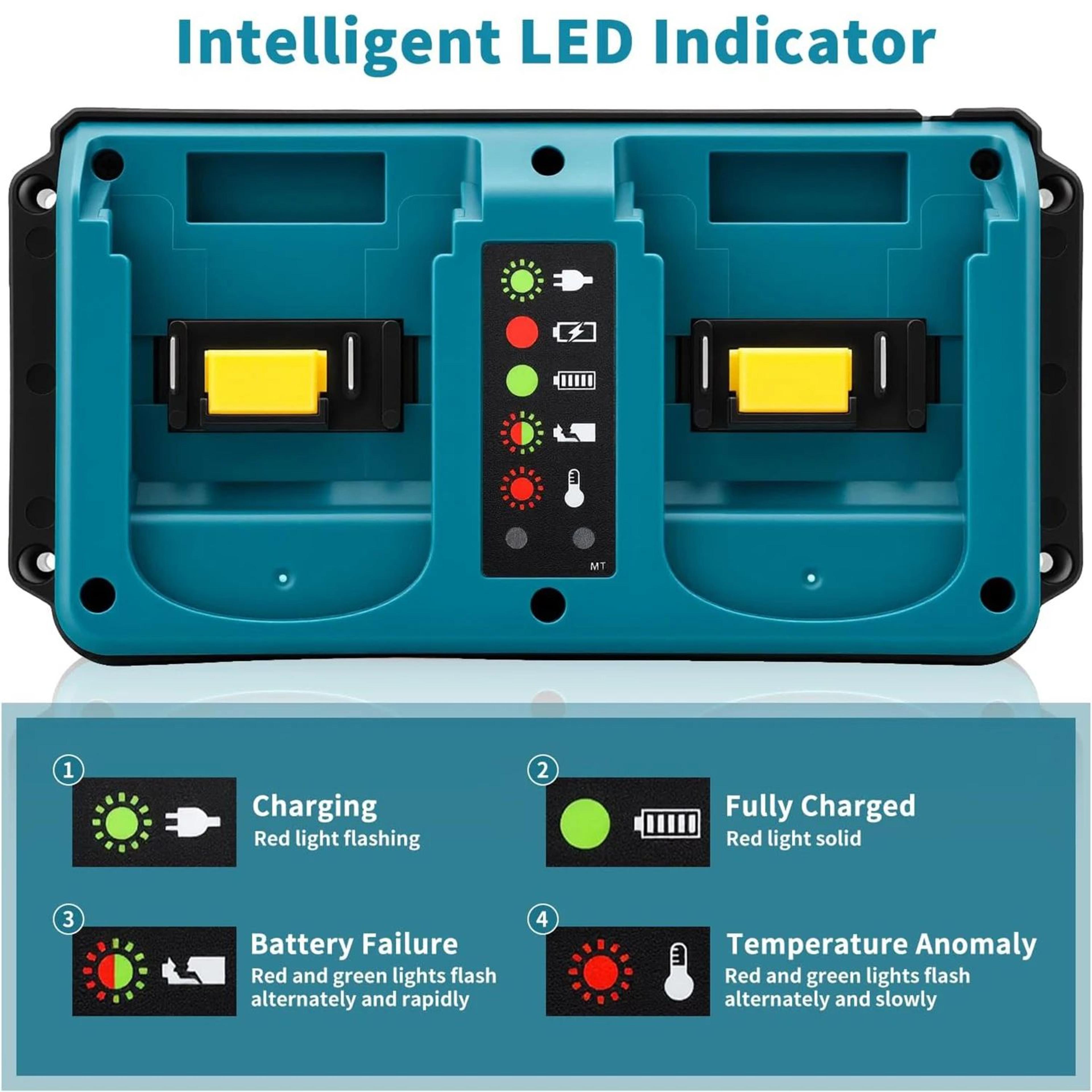 Dual Port 18V Battery Charger Station With EU Plug For Cordless Power Tools 3