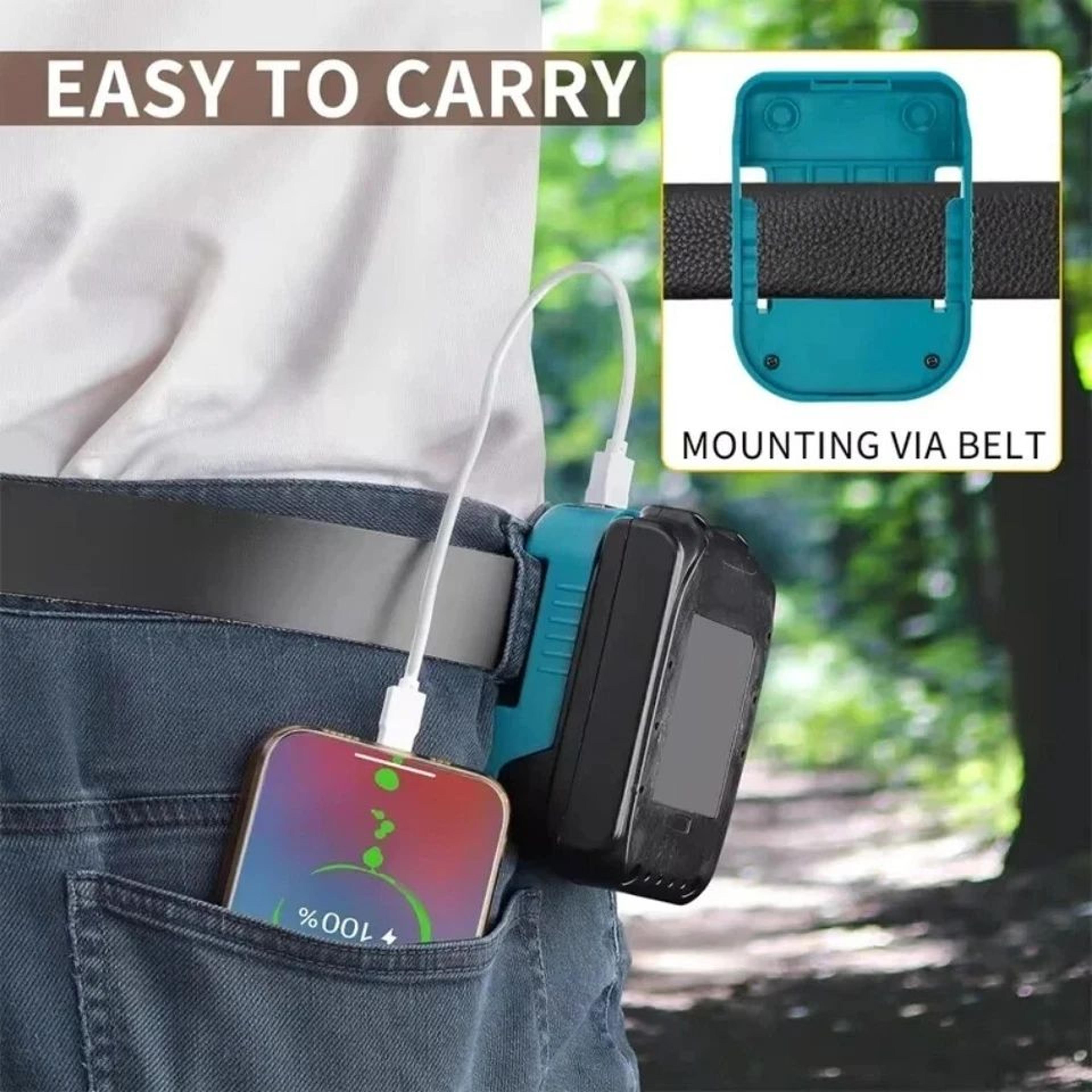 18v battery usb charger adapter with fast charging port and mounting holder
