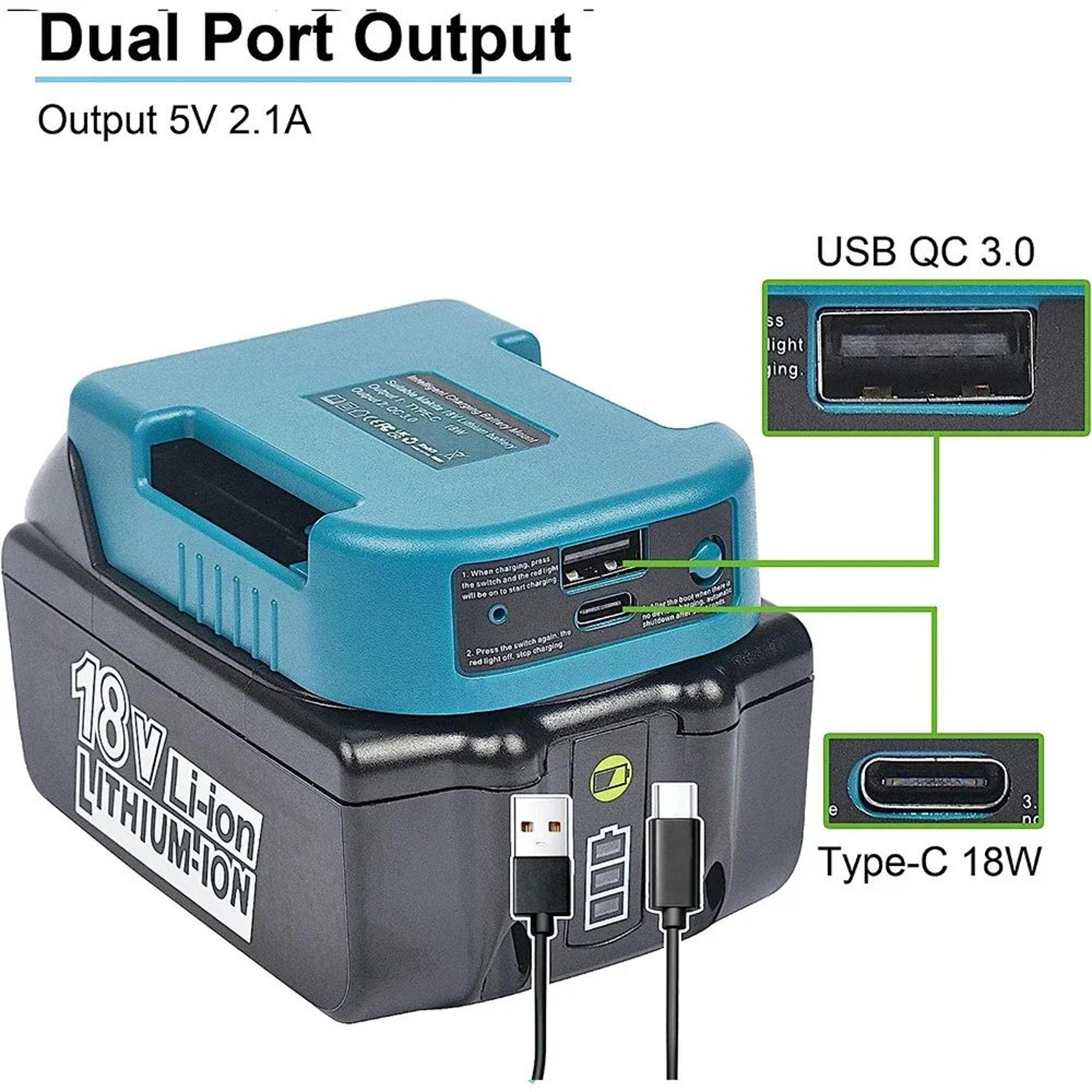 18V Battery USB Charger Adapter With Fast Charging Port And Mounting Holder 3