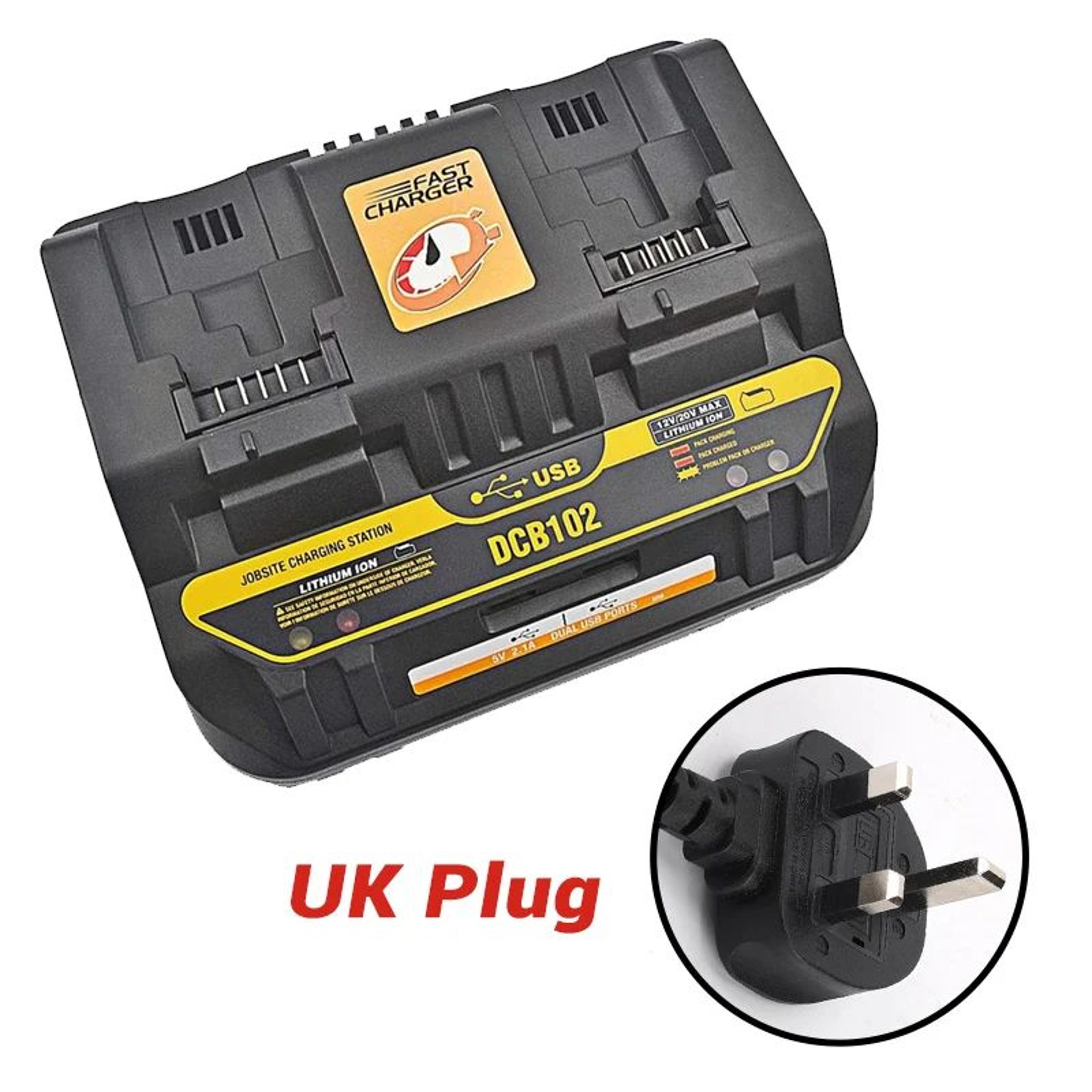 DCB102 12V20V Dual Port Fast Battery Charger With USB Charging Port 8