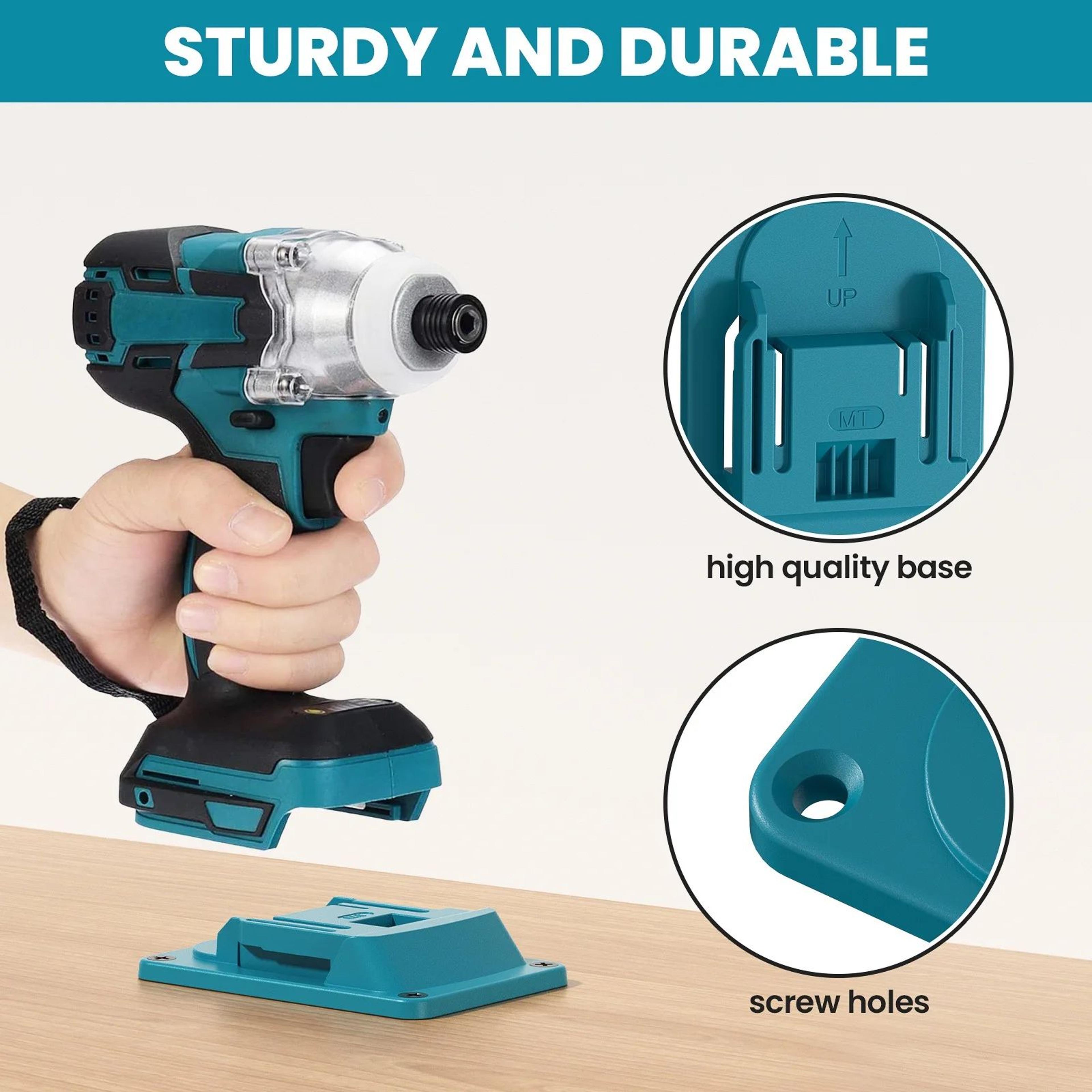 Wall Mount Power Tool Holder And Battery Storage Bracket For Organized Workshops 1