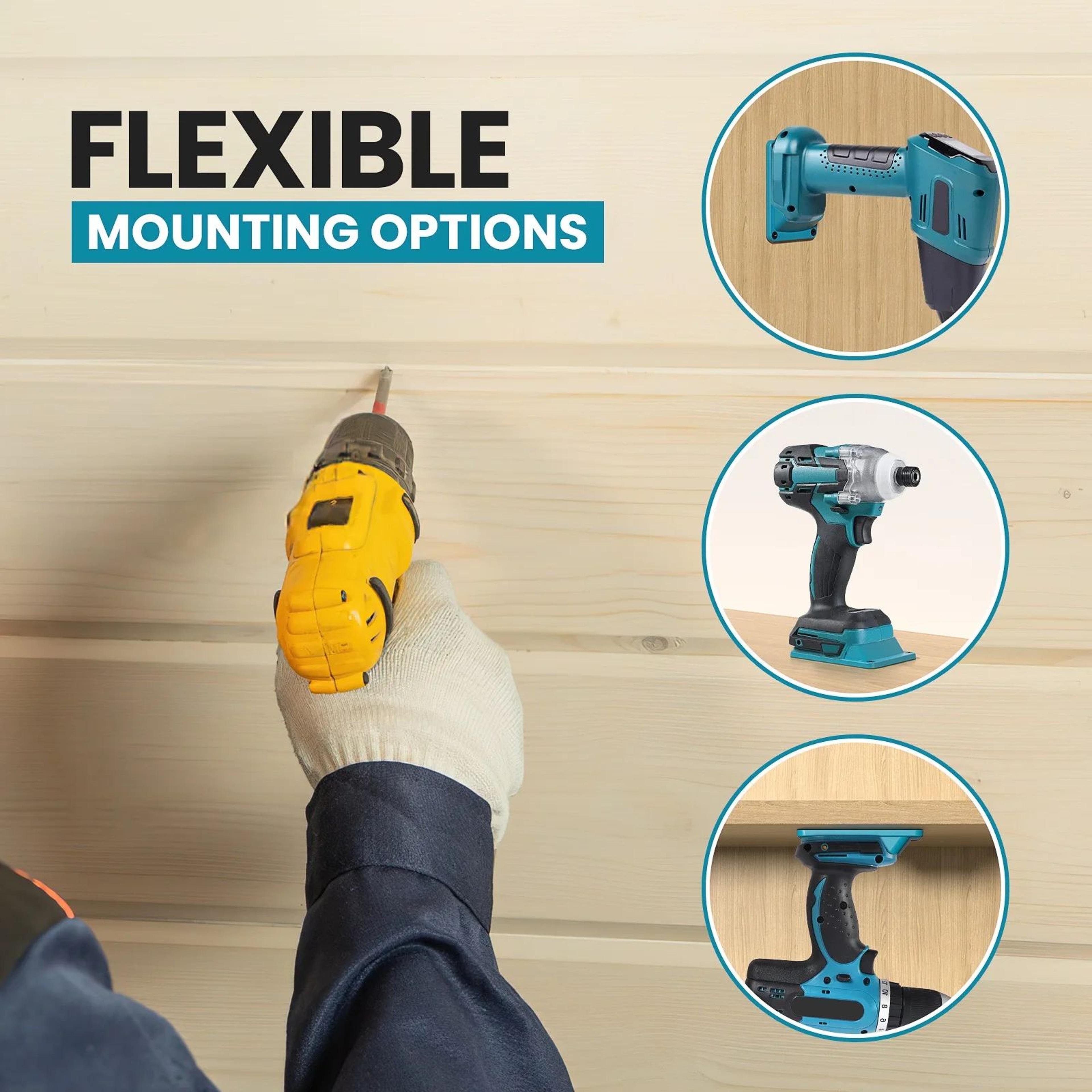 Wall Mount Power Tool Holder And Battery Storage Bracket For Organized Workshops 2