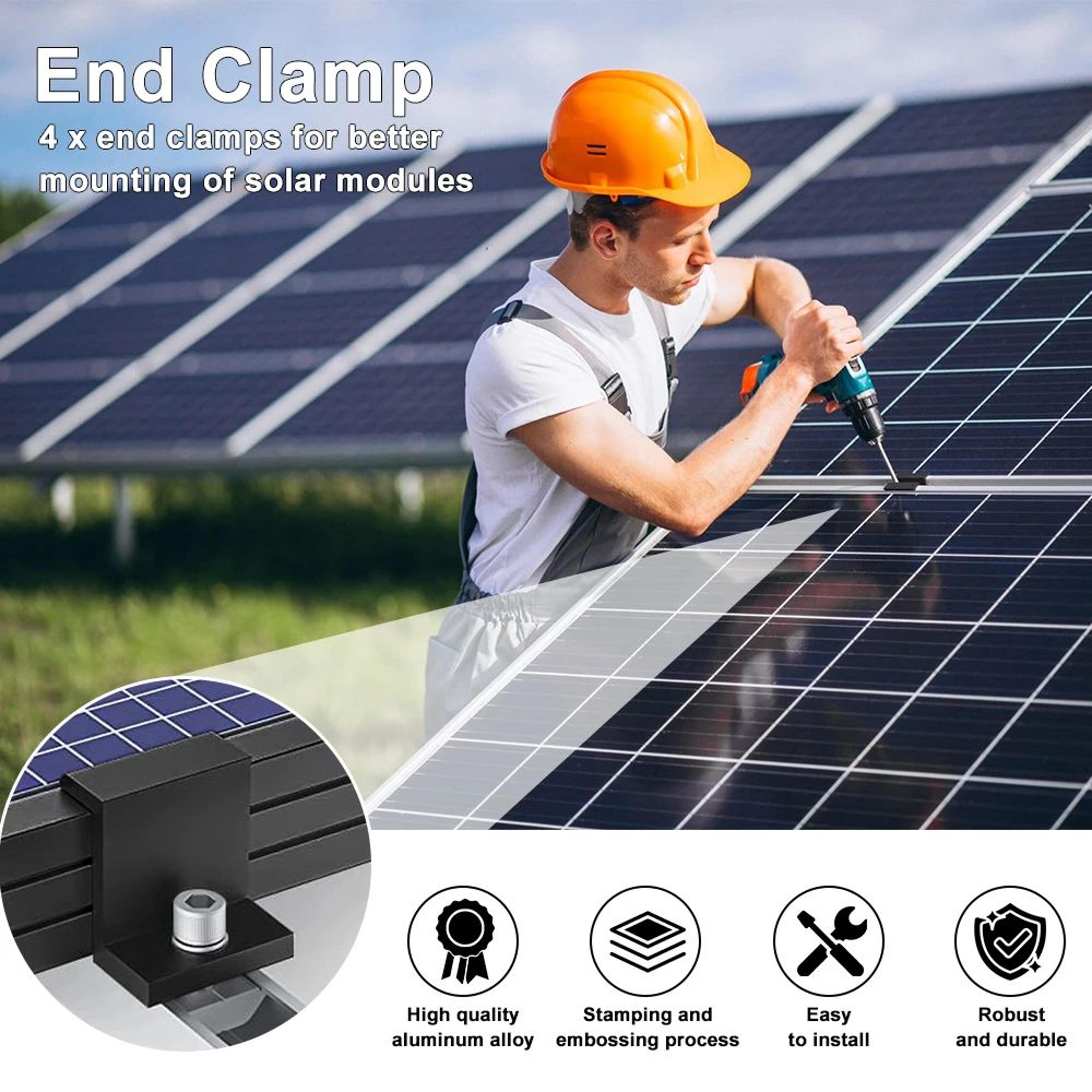 12PCS Aluminum Solar Panel Mounting Brackets With PV Rail End And Middle Clamps 1