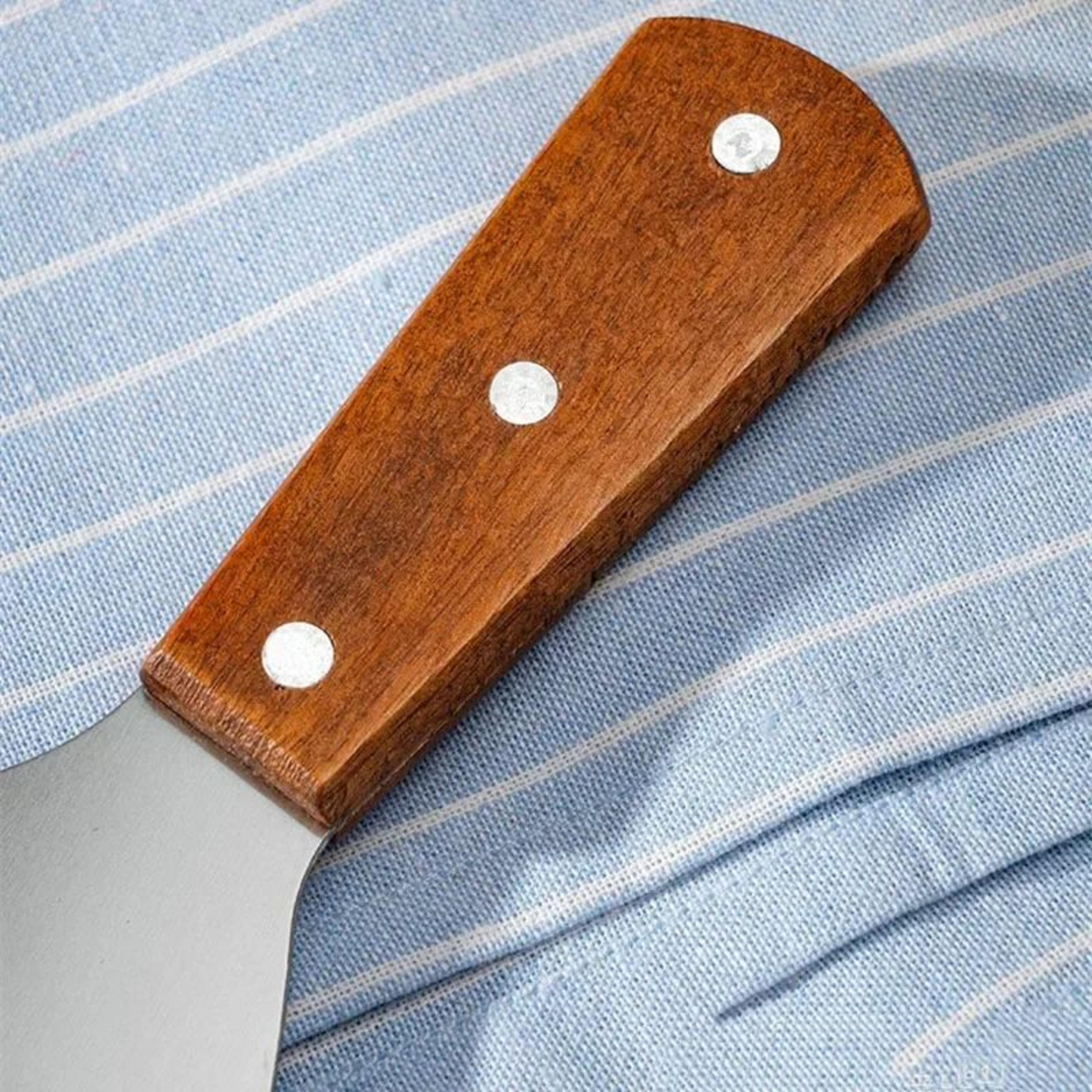 Wooden Handle Stainless Steel Angled Spatula For Grilling And Cooking 5