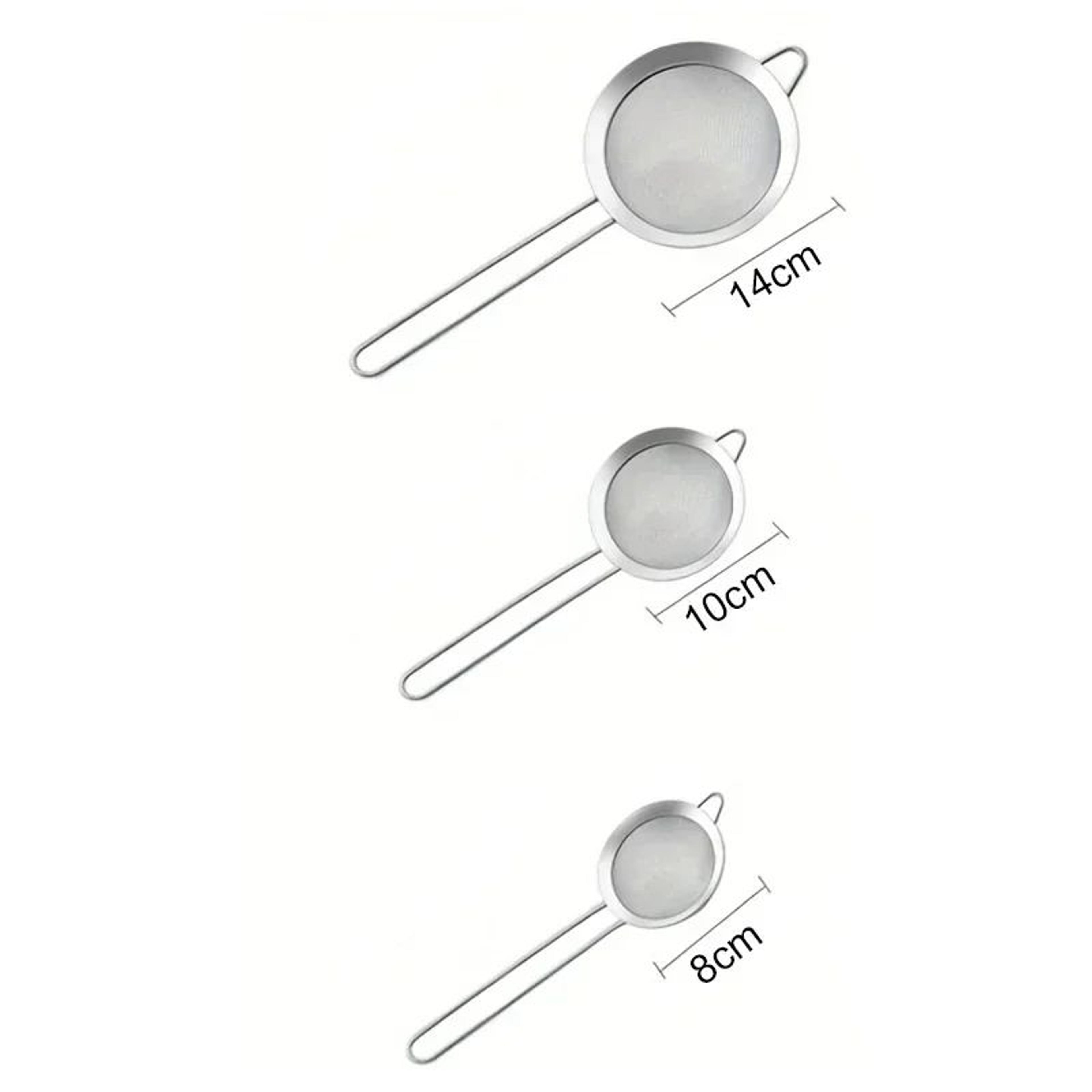 3Pcs Stainless Steel Fine Mesh Strainer Set For Baking And Kitchen Use 2