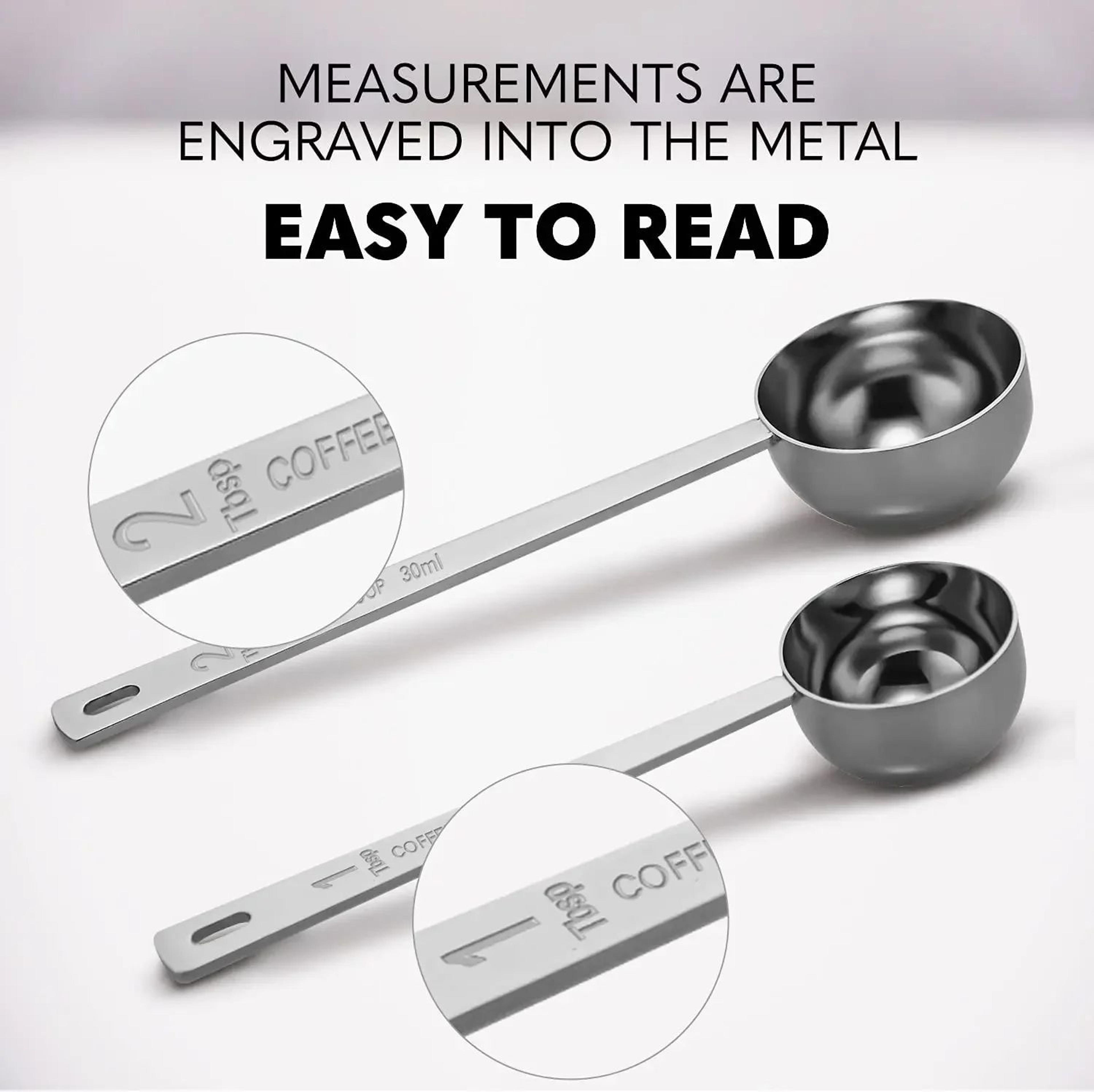 Stainless Steel Coffee Measuring Spoon With Press 15ml 30ml 2
