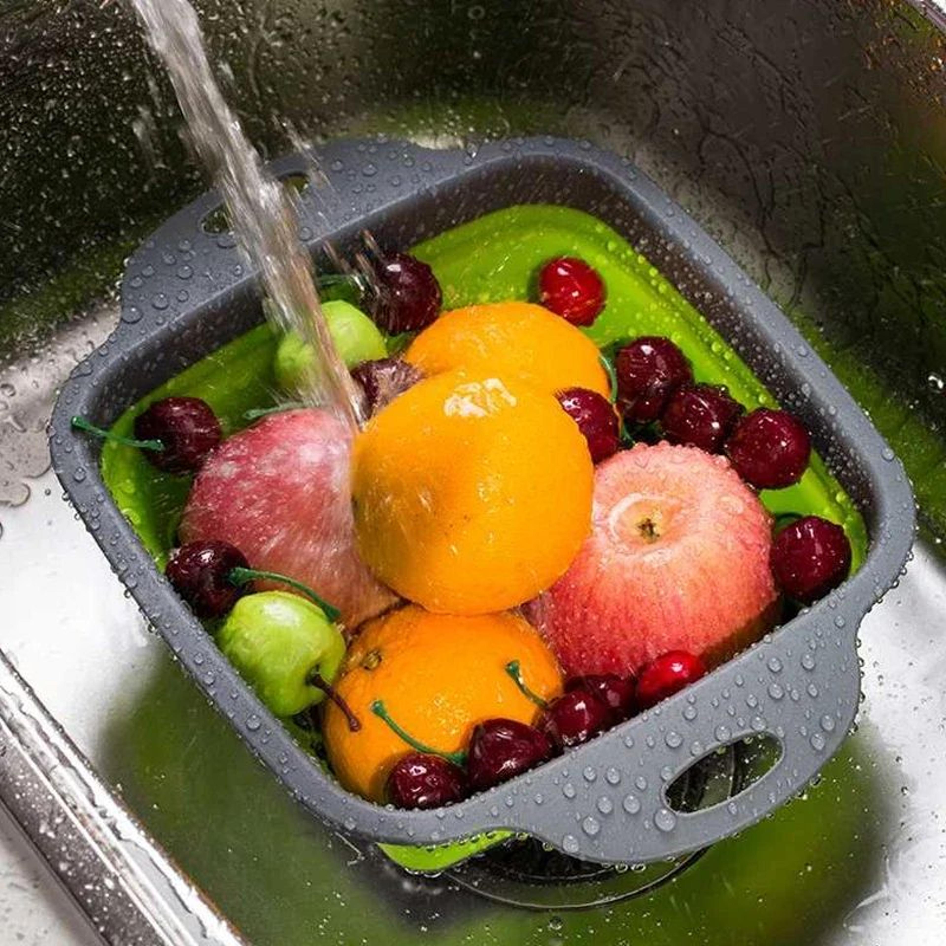 Space Saving Foldable Vegetable Washing Basket And Collapsible Colander 5