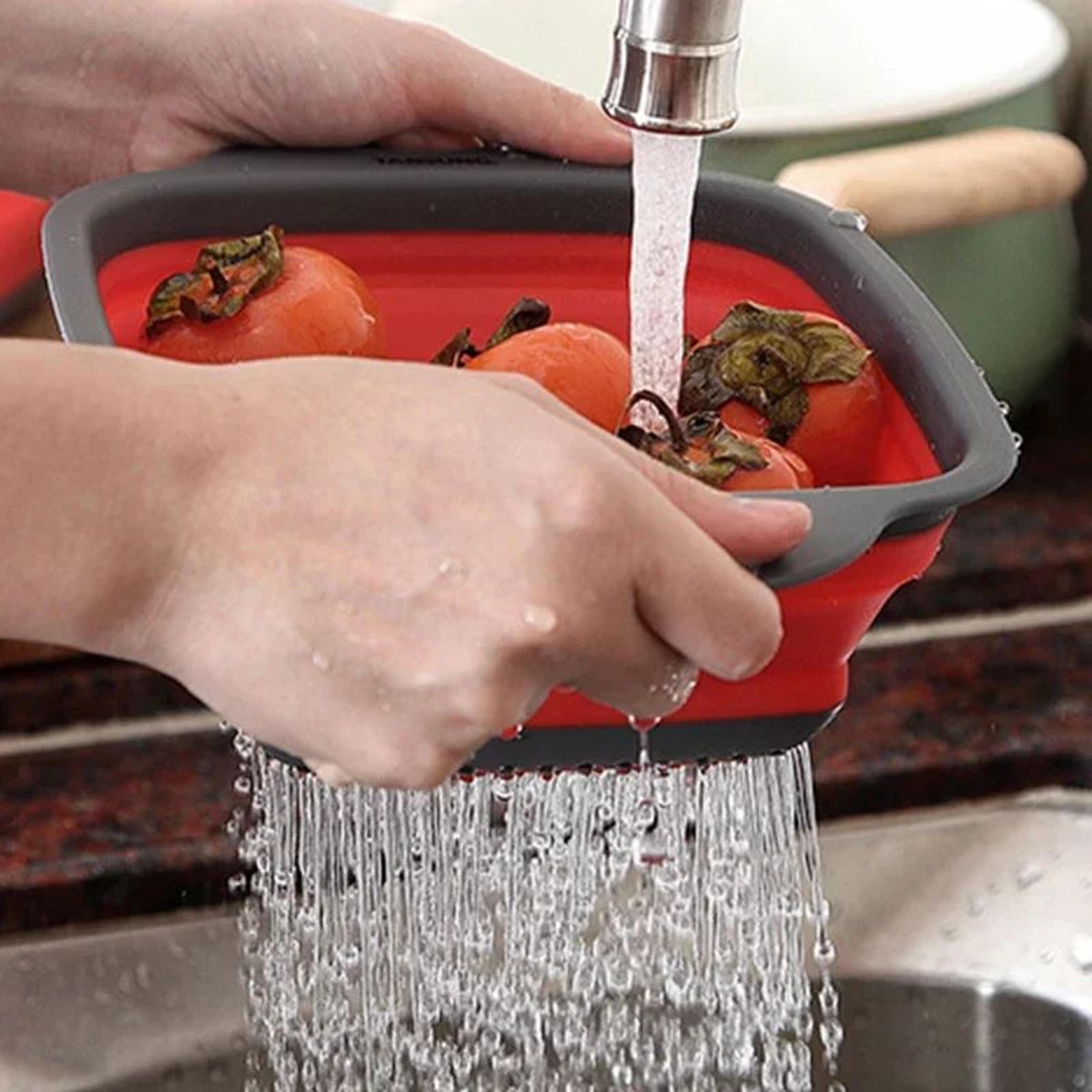 Space Saving Foldable Vegetable Washing Basket And Collapsible Colander 4