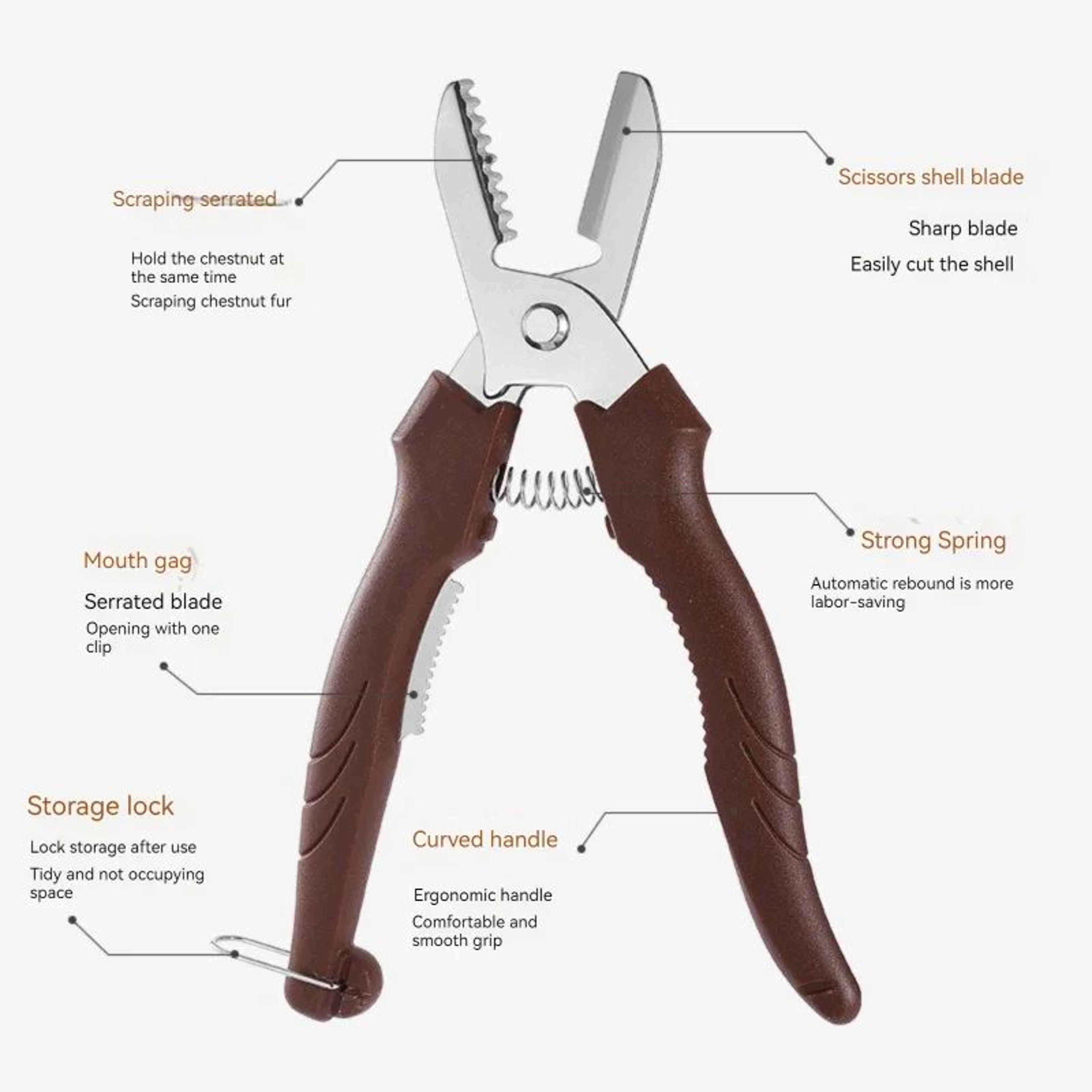 Multipurpose Chestnut Peeler Scissors With Cross Cutting Blade 2