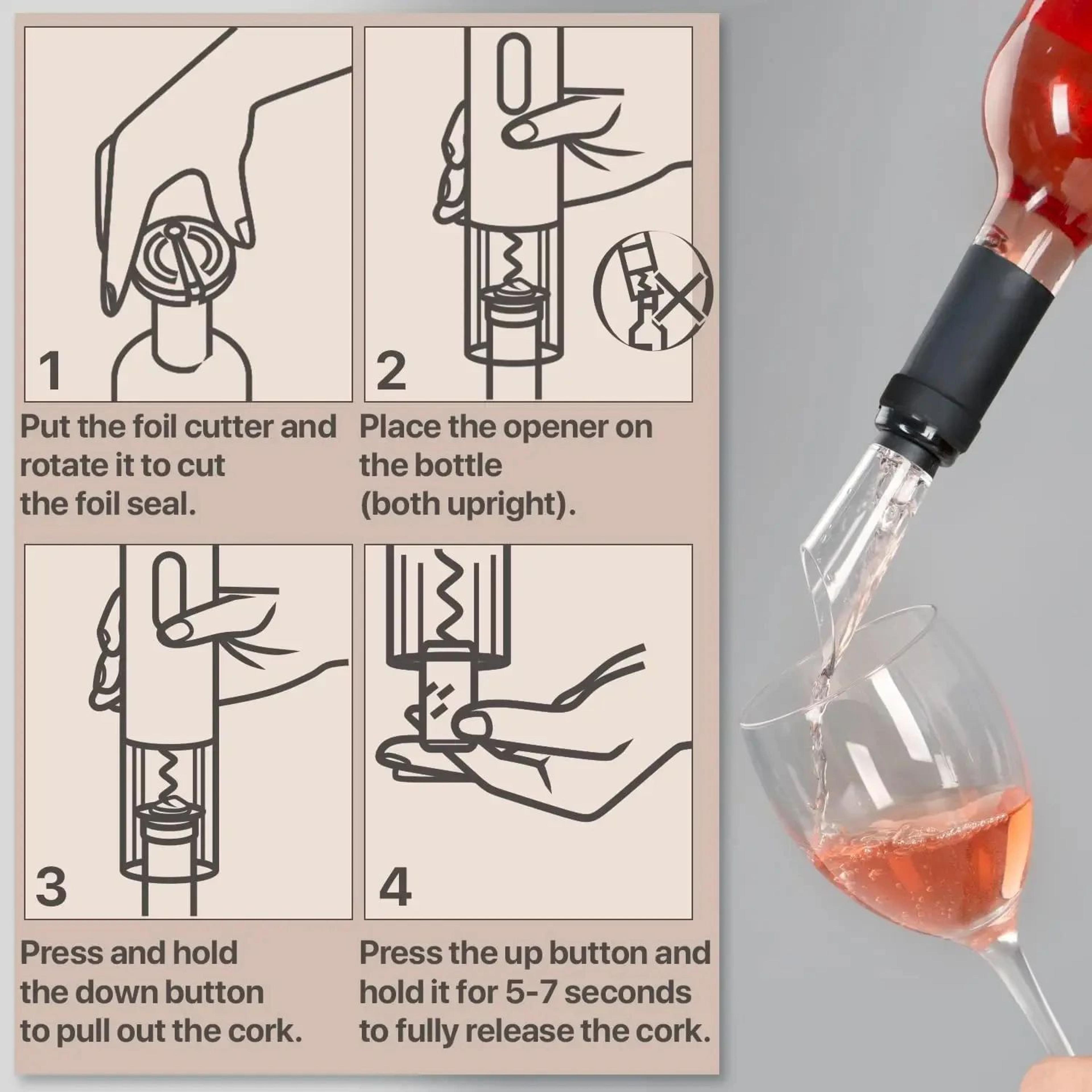 Rechargeable Electric Wine Bottle Opener With One Touch Automatic Corkscrew 4