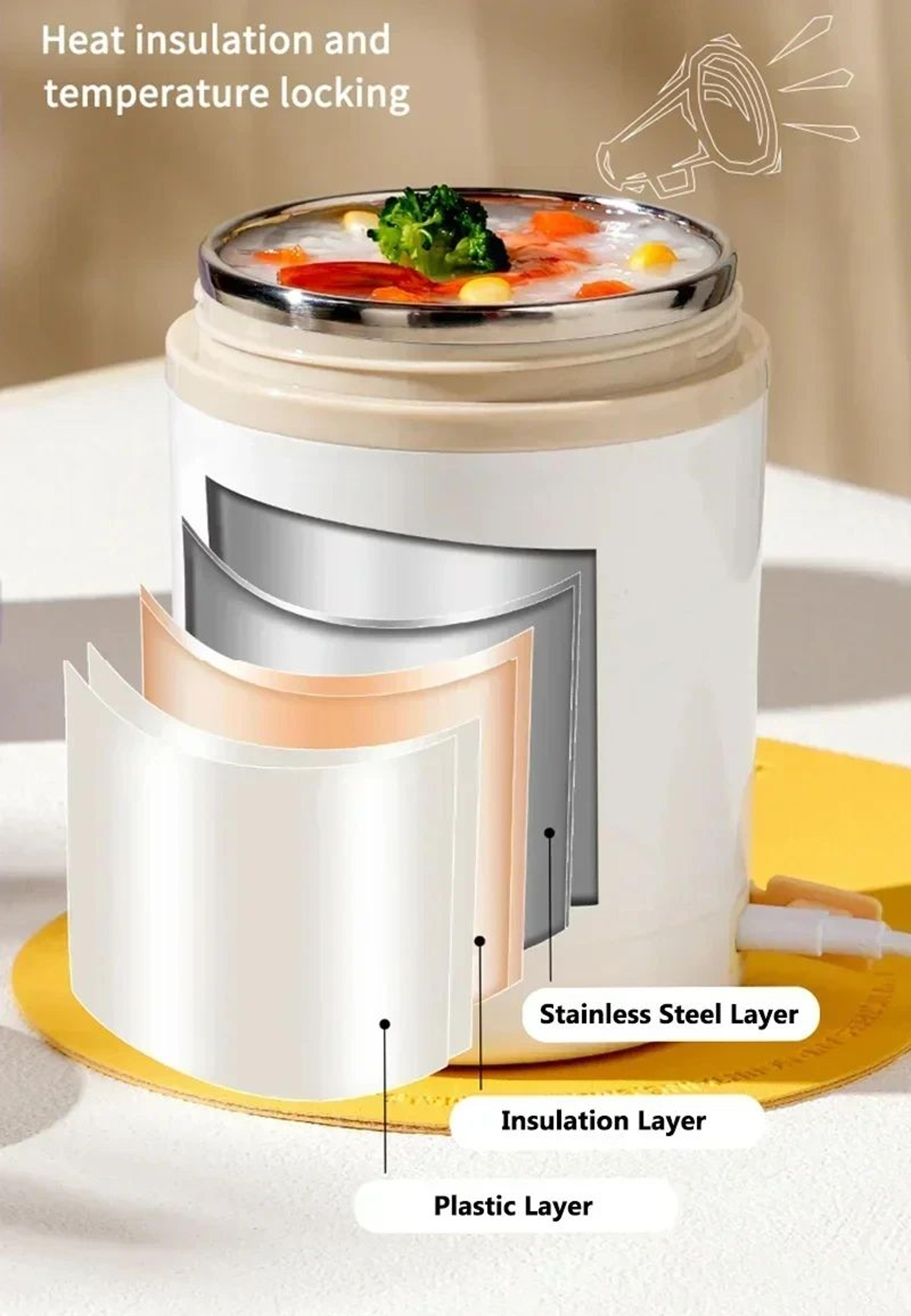 600ML Portable Electric Heated Lunch Box USB Food Warmer 5