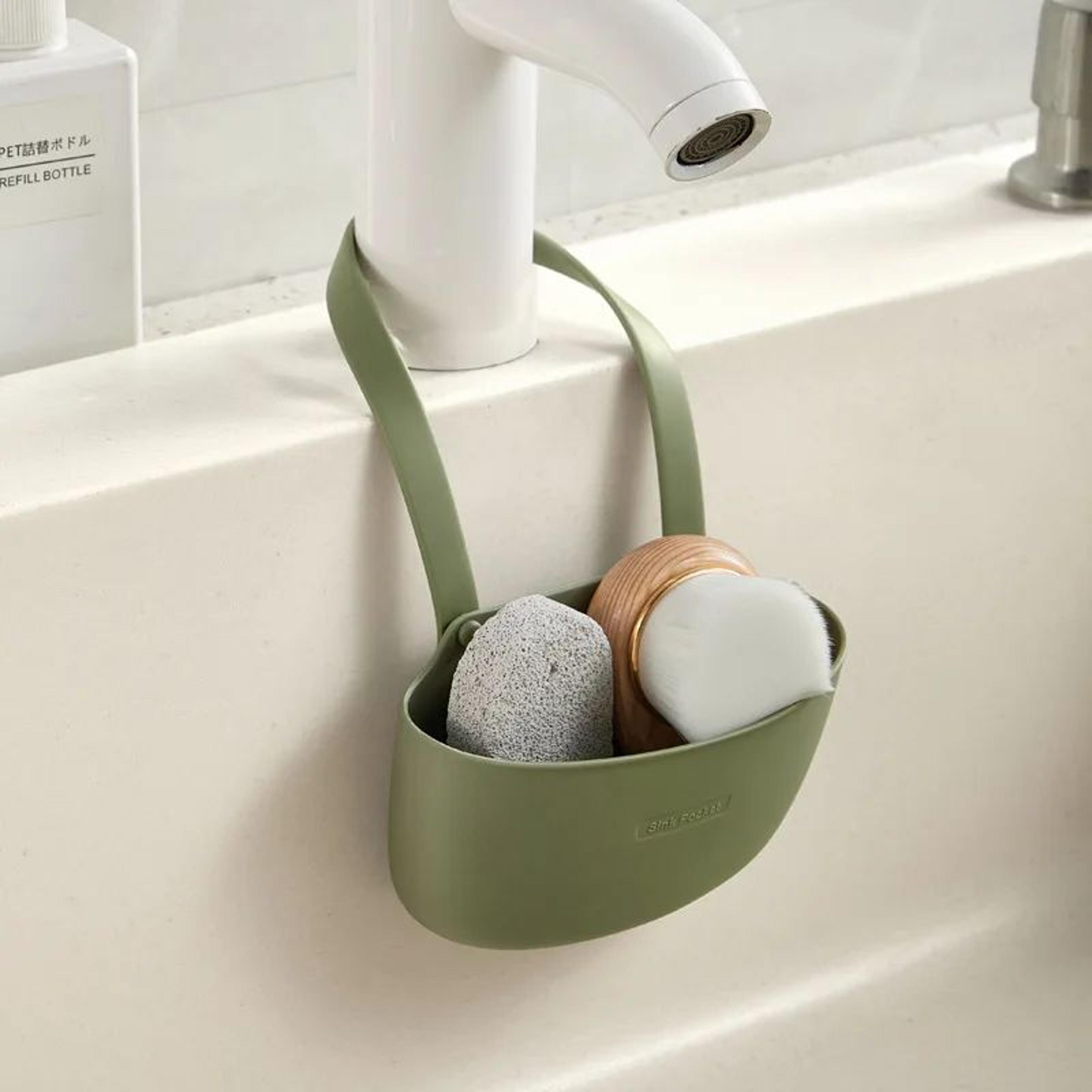 Kitchen Sink Sponge Holder And Soap Draining Basket Organizer 2
