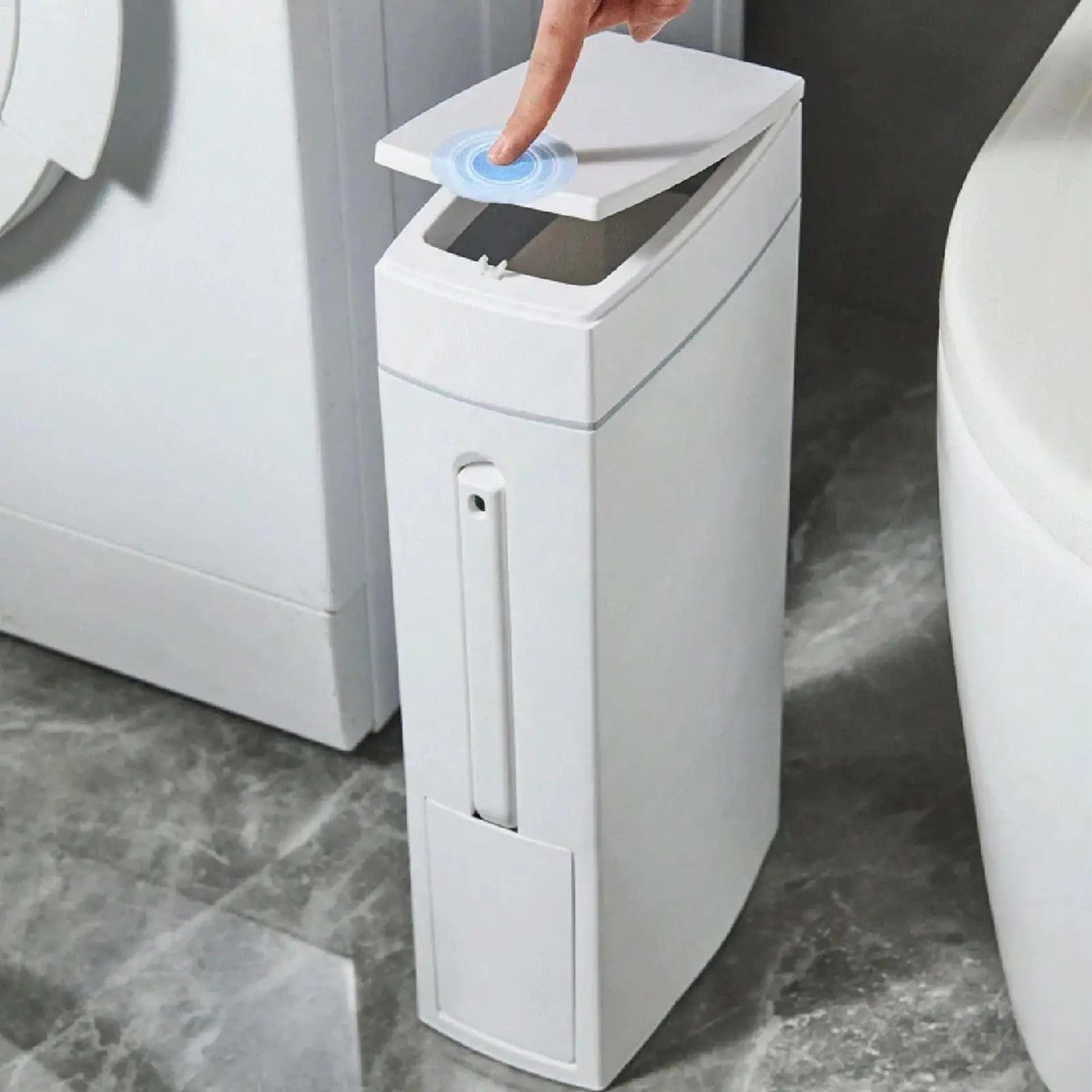Space Saving Bathroom Trash Can With Lid And Toilet Brush Combo 1