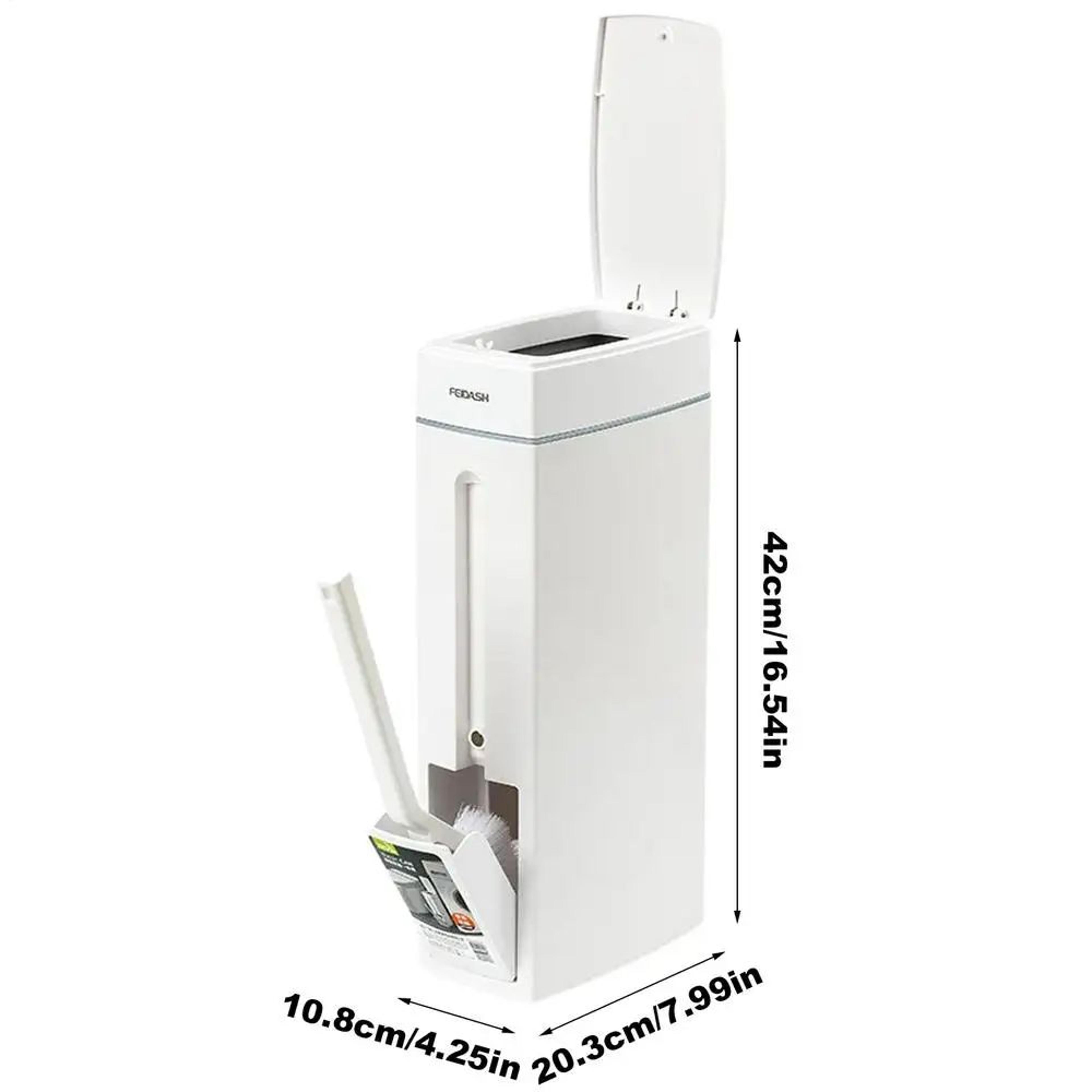 Space Saving Bathroom Trash Can With Lid And Toilet Brush Combo 5