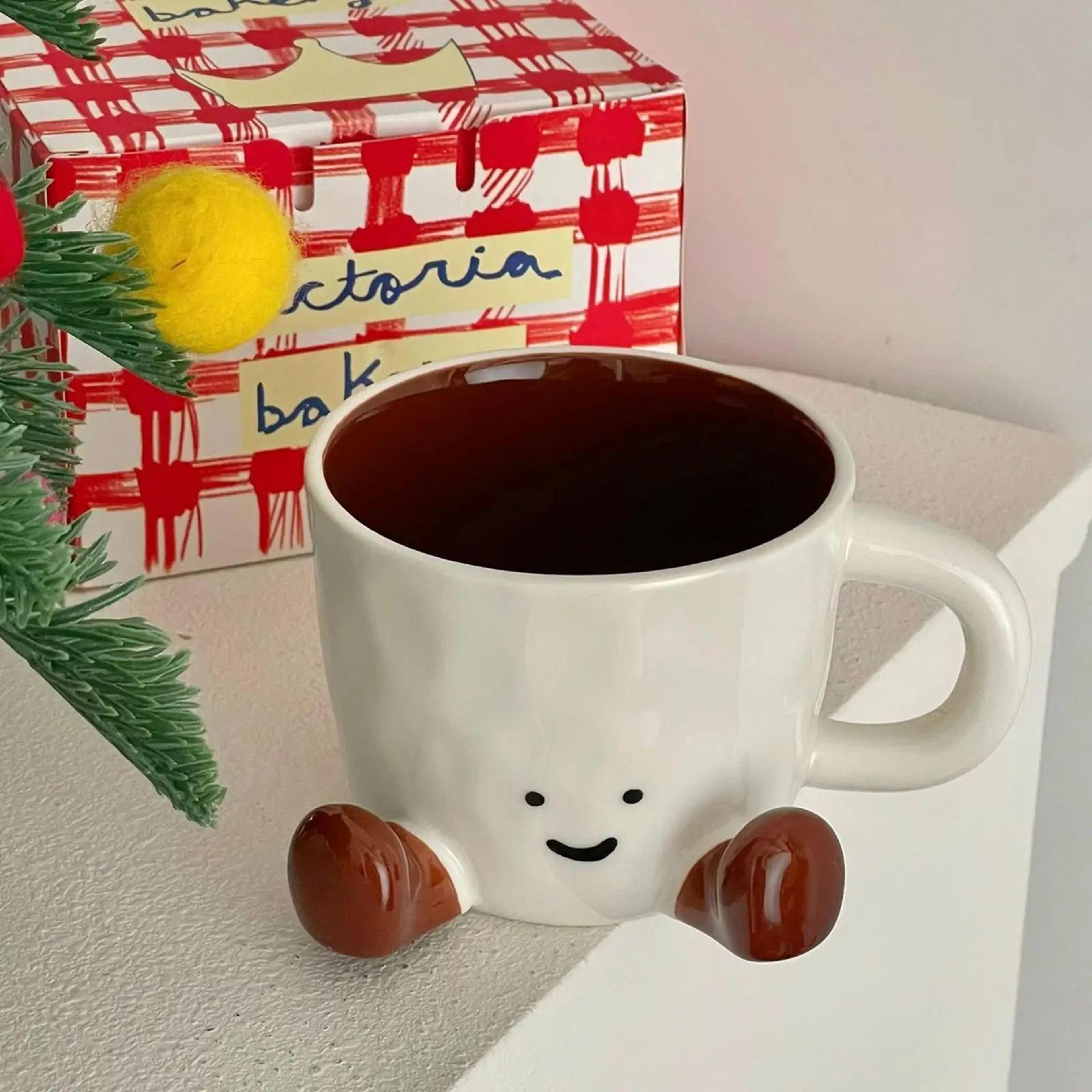Cute Ceramic Coffee Mug With Feet Decorative Novelty Cup 4
