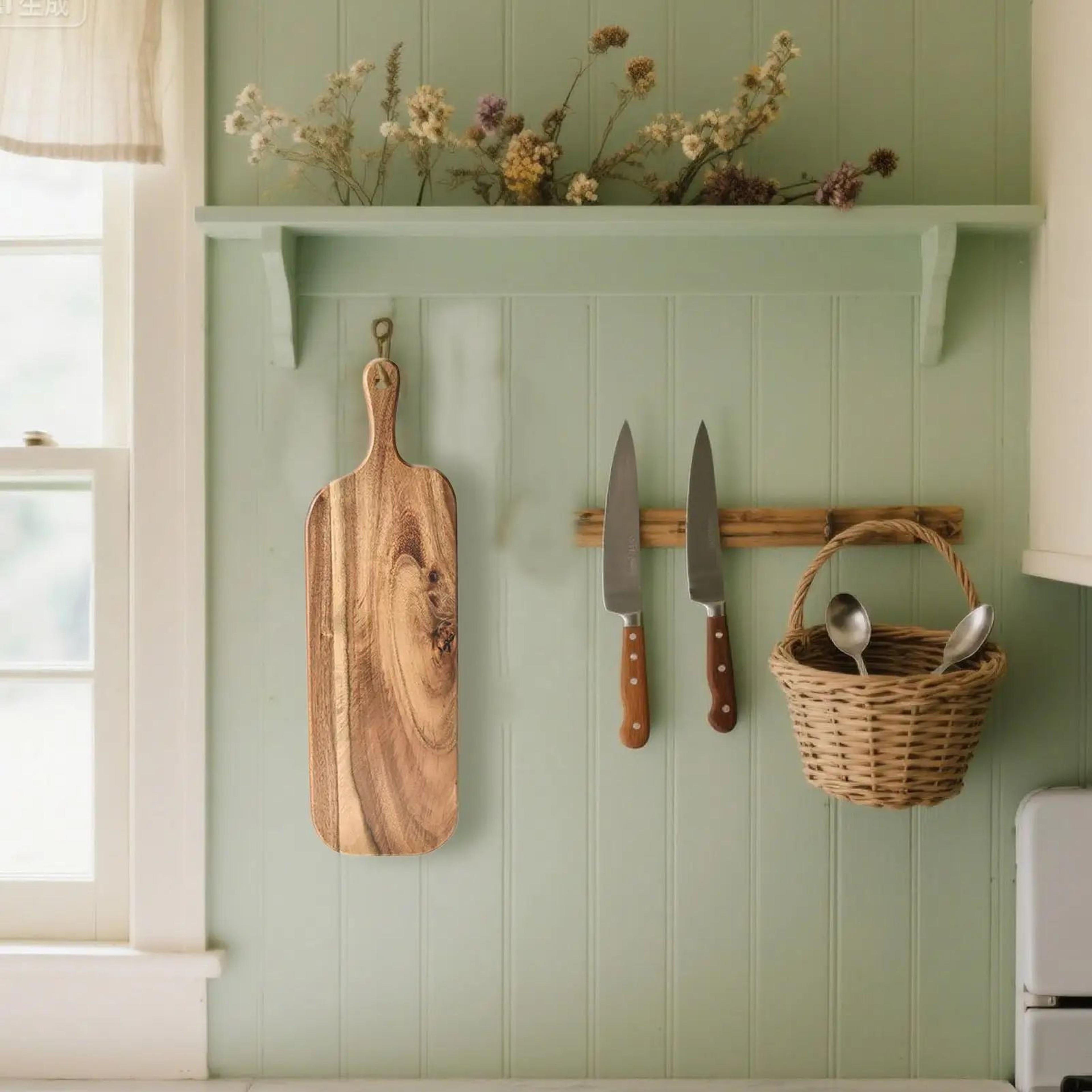 Double Sided Wooden Cutting Board With Handle For Kitchen And Charcuterie Serving 3